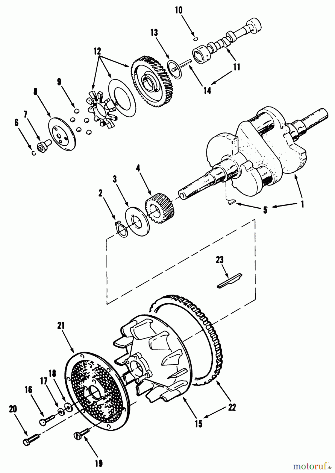 Toro Neu Mowers, Lawn & Garden Tractor Seite 1 31-12K802 (312-8) - Toro 312-8 Garden Tractor, 1991 (1000001-1999999) CRANKSHAFT, CAMSHAFT, FLYWHEEL