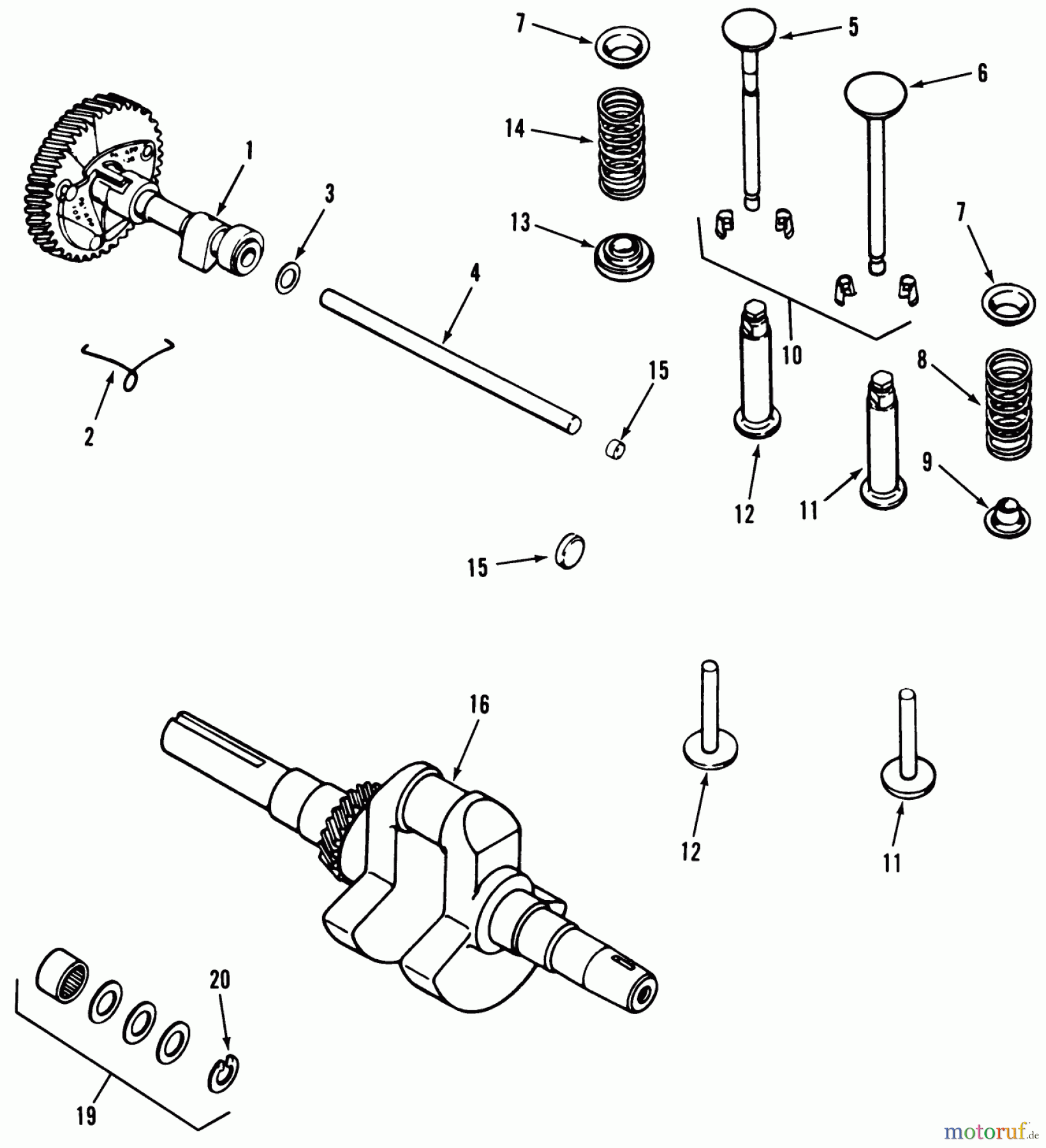 Toro Neu Mowers, Lawn & Garden Tractor Seite 1 31-12K802 (312-8) - Toro 312-8 Garden Tractor, 1991 (1000001-1999999) KOHLER CAMSHAFT, CRANKSHAFT & VALVES