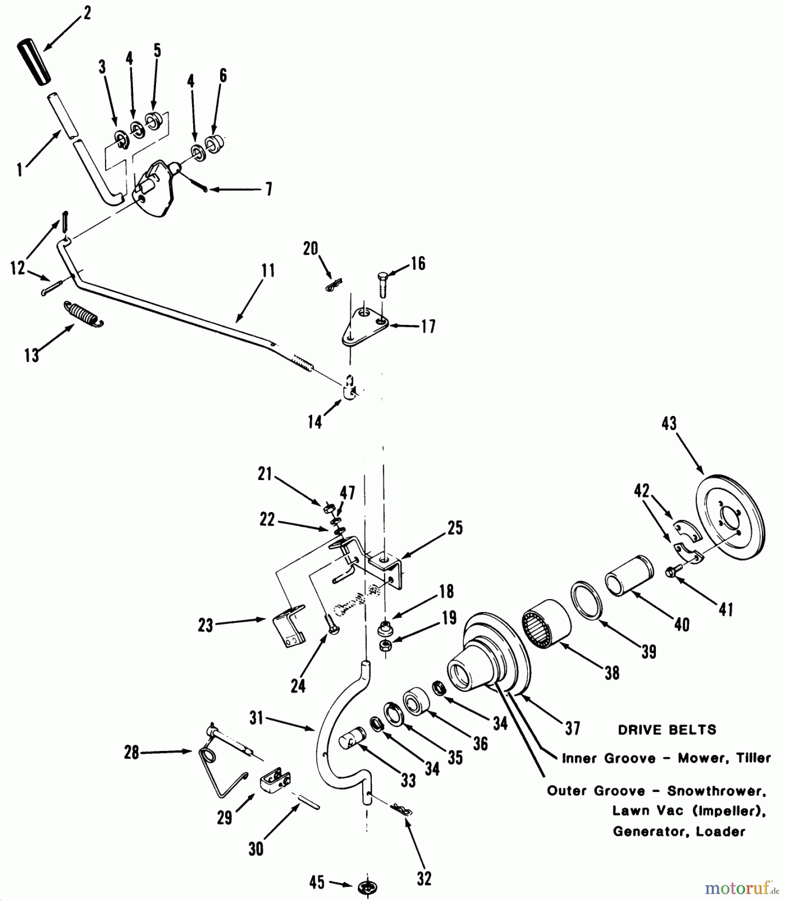Toro Neu Mowers, Lawn & Garden Tractor Seite 1 31-12K802 (312-8) - Toro 312-8 Garden Tractor, 1991 (1000001-1999999) PTO CLUTCH AND CONTROL