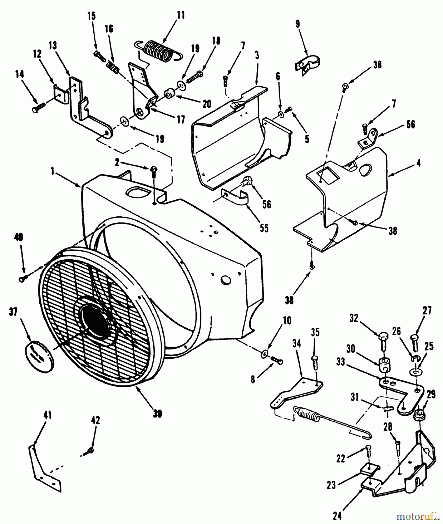 Toro Neu Mowers, Lawn & Garden Tractor Seite 1 31-10K803 (310-8) - Toro 310-8 Garden Tractor, 1992 (2000001-2999999) BLOWER HOUSING AND GOVERNOR POWER PLUS