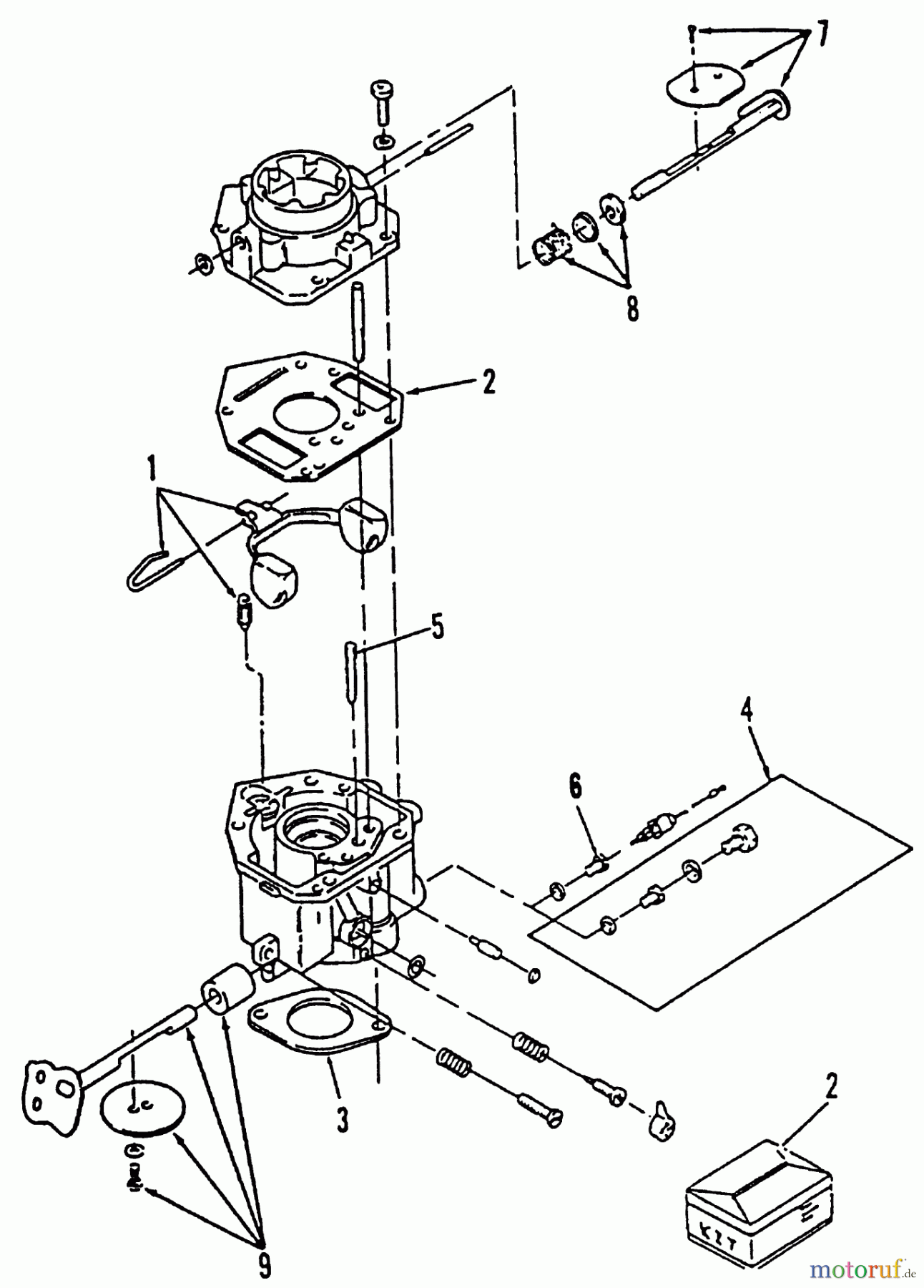 Toro Neu Mowers, Lawn & Garden Tractor Seite 1 31-10K803 (310-8) - Toro 310-8 Garden Tractor, 1992 (2000001-2999999) CARBURETOR COMPONENTS POWER PLUS