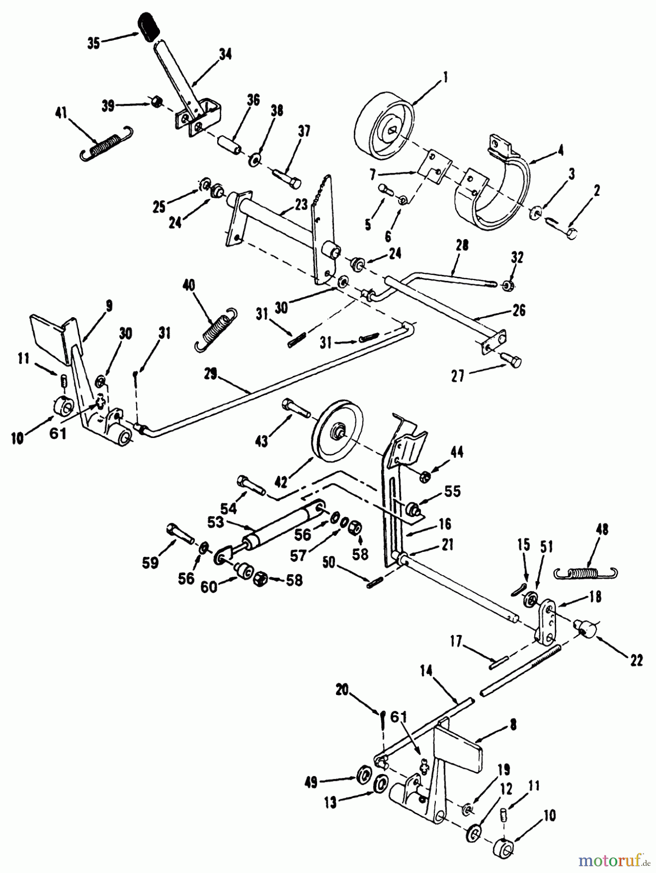 Toro Neu Mowers, Lawn & Garden Tractor Seite 1 31-10K803 (310-8) - Toro 310-8 Garden Tractor, 1992 (2000001-2999999) CLUTCH, BRAKE AND SPEED CONTROL LINKAGE