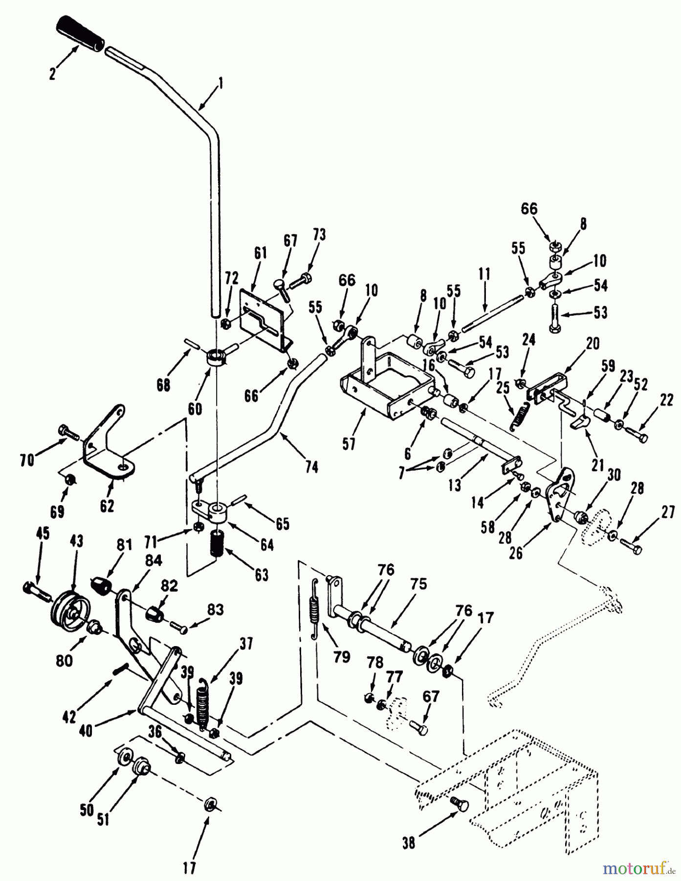 Toro Neu Mowers, Lawn & Garden Tractor Seite 1 31-10K803 (310-8) - Toro 310-8 Garden Tractor, 1992 (2000001-2999999) CLUTCH, BRAKE MOTION CONTROL LINKAGE 312-H & 416-H