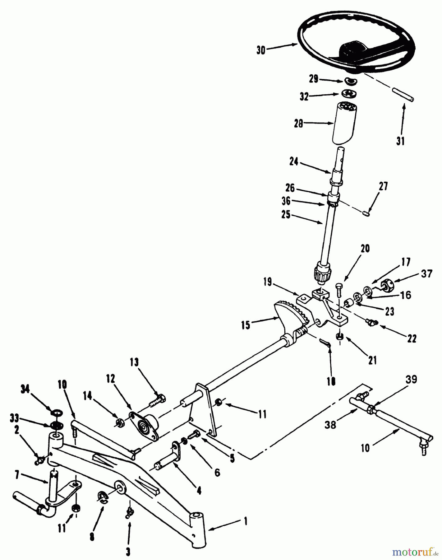 Toro Neu Mowers, Lawn & Garden Tractor Seite 1 31-10K803 (310-8) - Toro 310-8 Garden Tractor, 1992 (2000001-2999999) FRONT AXLE AND STEERING