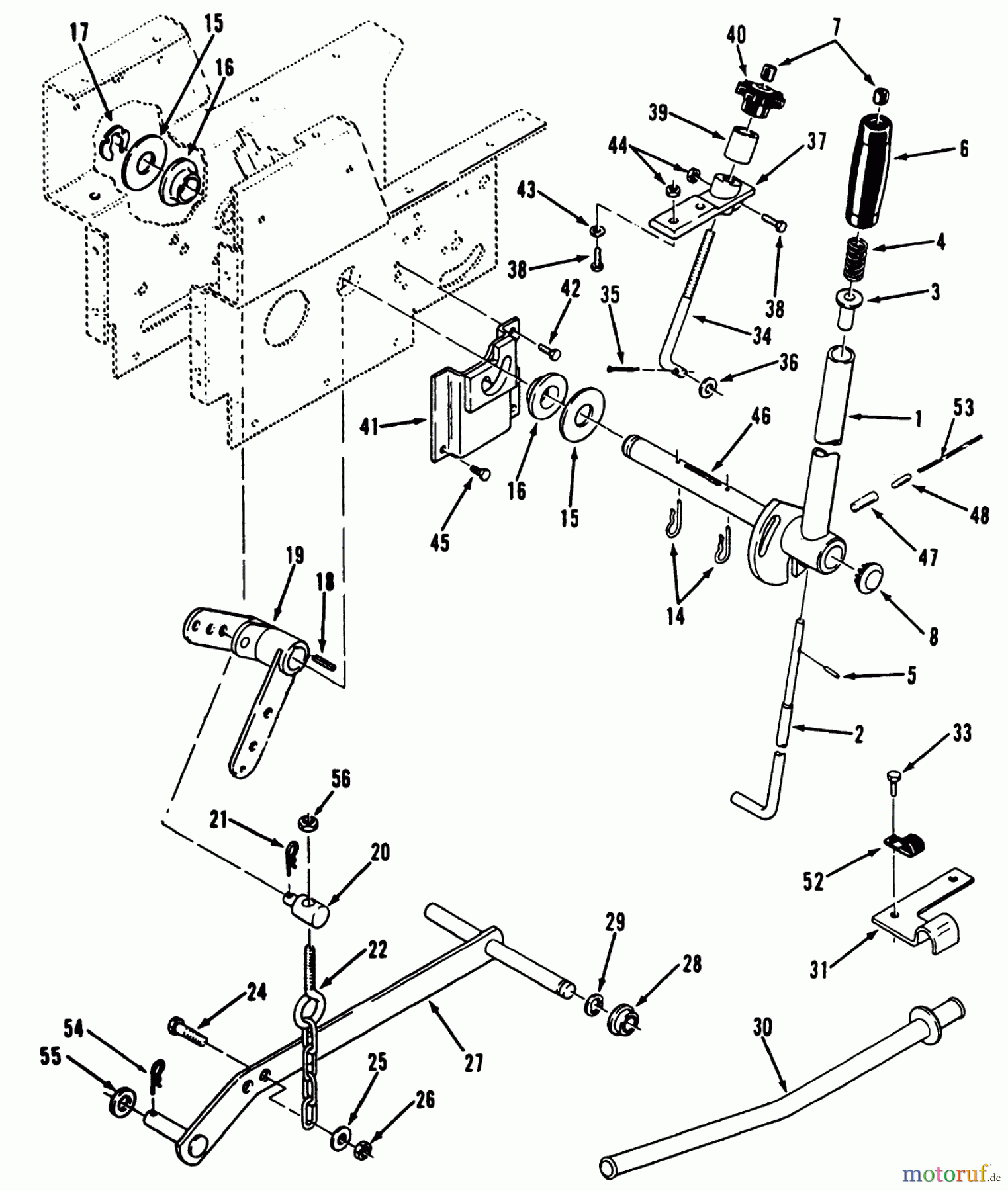 Toro Neu Mowers, Lawn & Garden Tractor Seite 1 31-10K803 (310-8) - Toro 310-8 Garden Tractor, 1992 (2000001-2999999) MANUAL LIFT LINKAGE