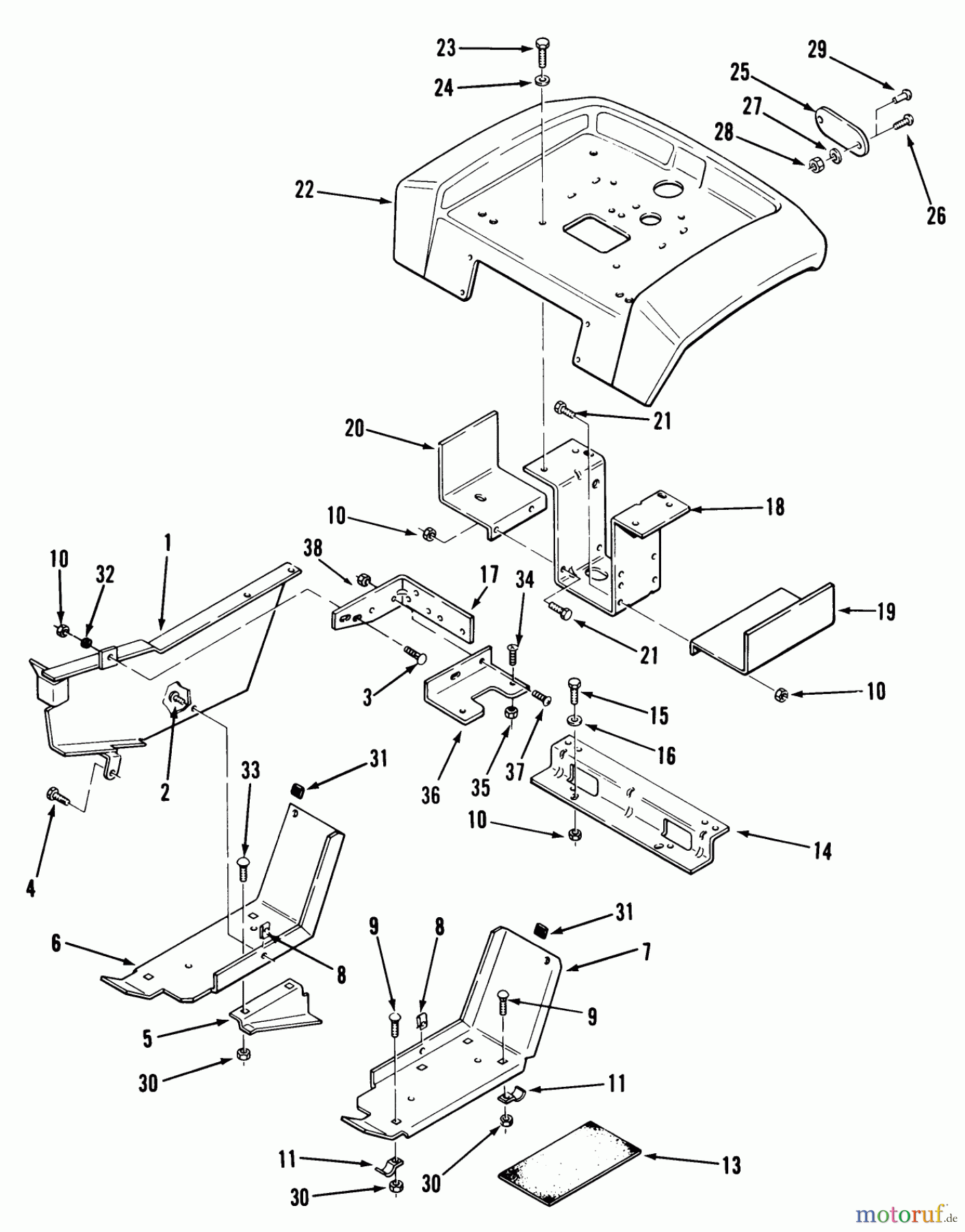 Toro Neu Mowers, Lawn & Garden Tractor Seite 1 31-10K803 (310-8) - Toro 310-8 Garden Tractor, 1992 (2000001-2999999) SHEET METAL AND COVERS #3