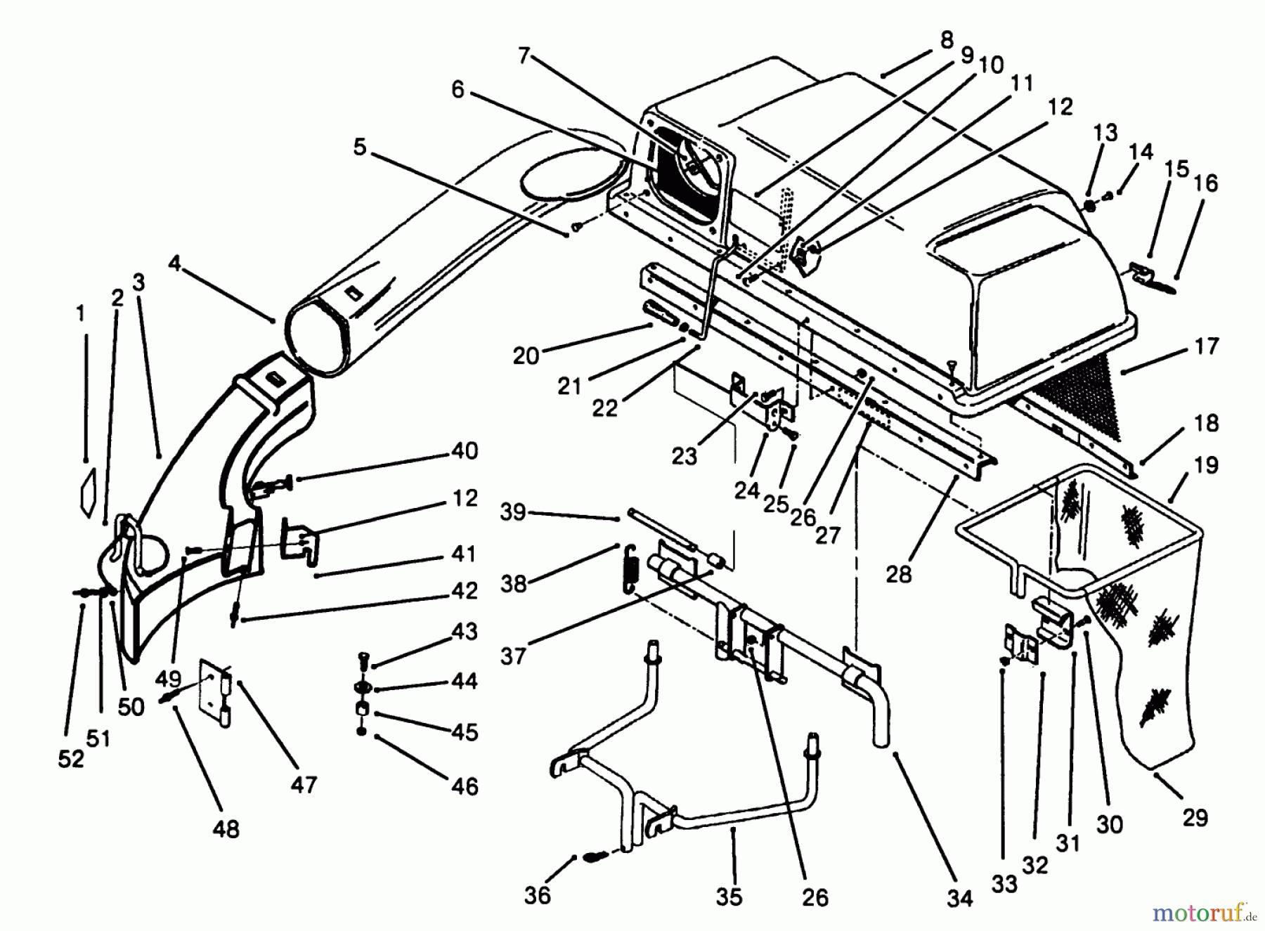 Toro Neu Accessories, Mower 47-08BL01 - Toro Rear Bagger, 1991 (1000001-1999999) HOPPER ASSEMBLY