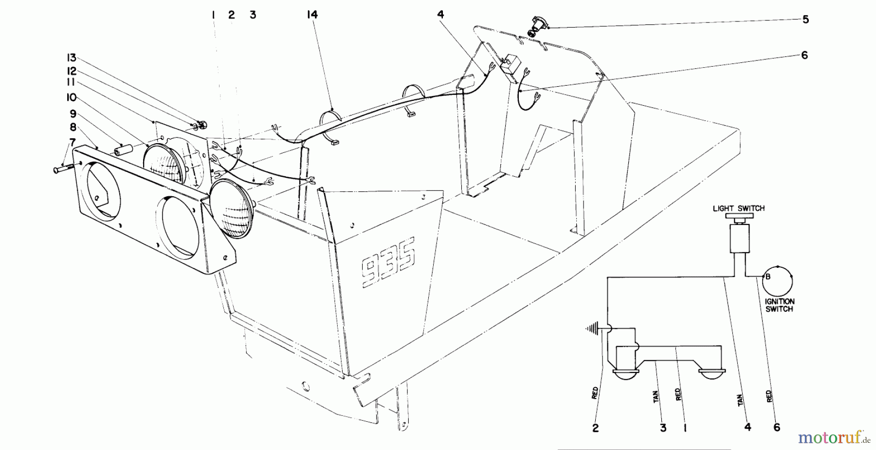 Toro Neu Accessories, Mower 59037 - Toro Light Kit, 7 HP Tractor, 1969 (9000001-9999999) 7 H.P. TRACTOR LIGHT KIT