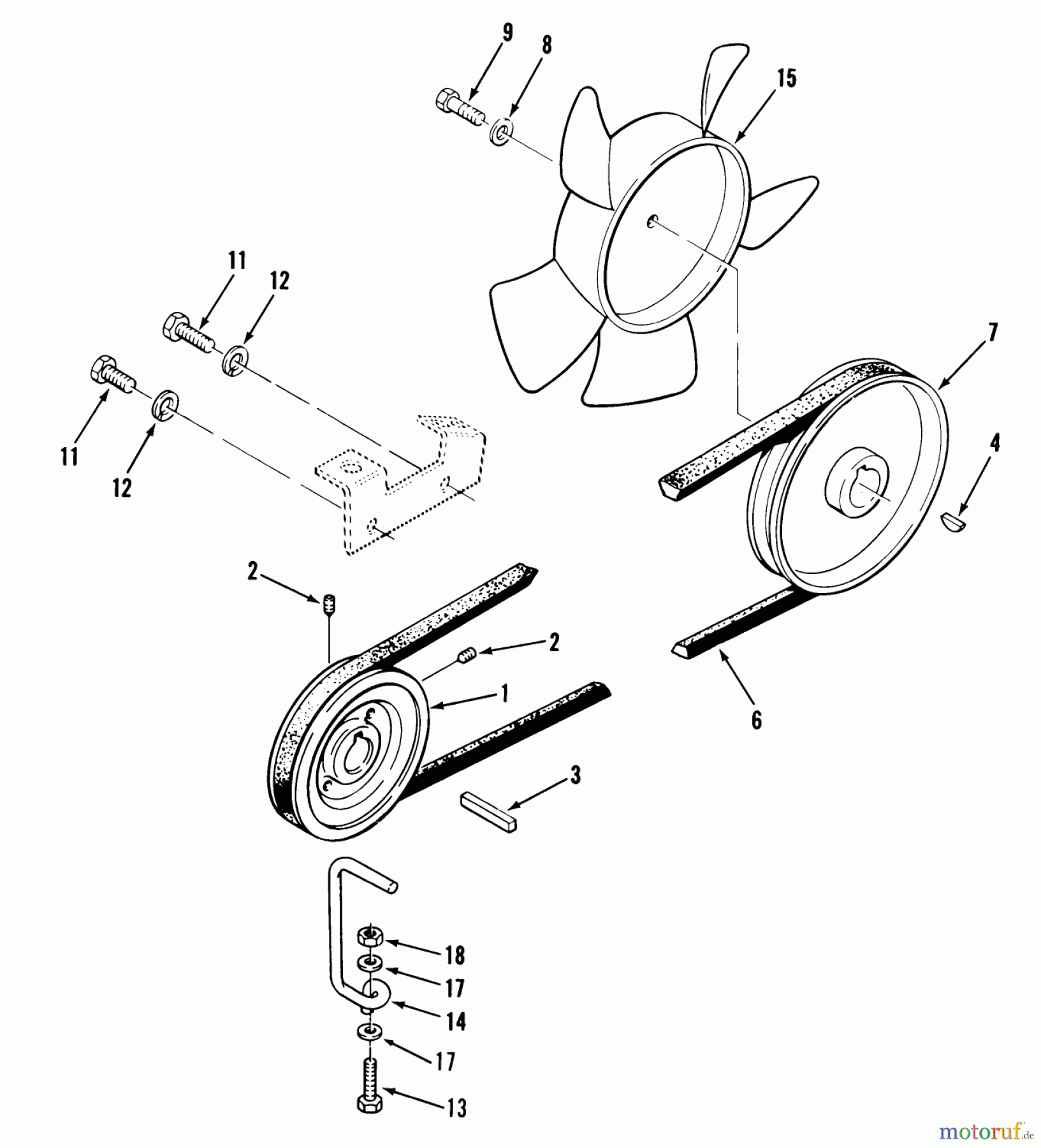 Toro Neu Mowers, Lawn & Garden Tractor Seite 2 C1-20OE01 (520-HC) - Toro 520-HC Garden Tractor, 1988 DRIVE BELT AND PULLEYS