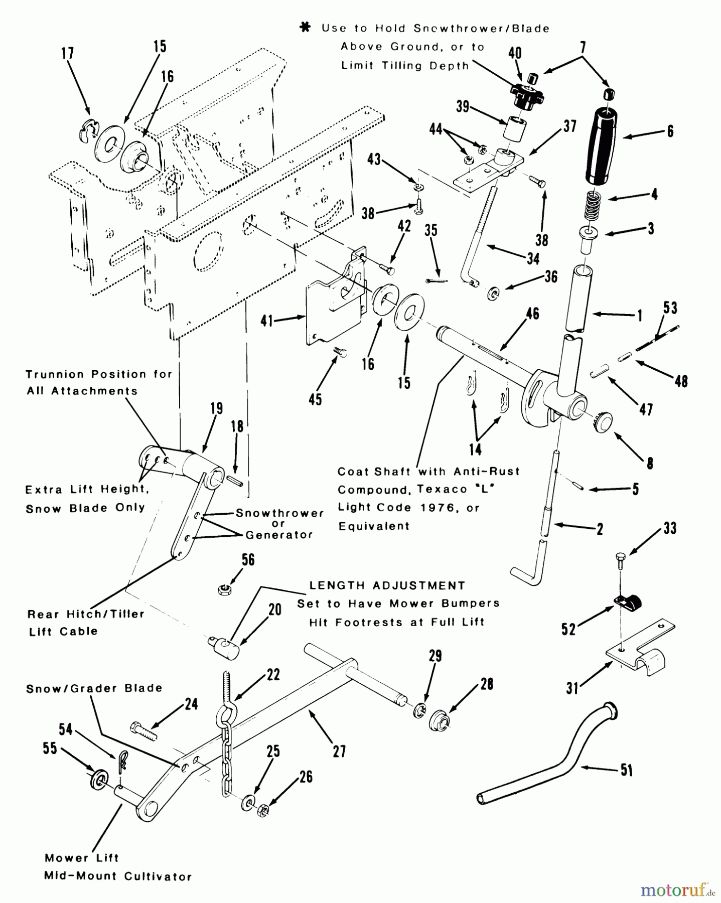 Toro Neu Mowers, Lawn & Garden Tractor Seite 2 C1-20OE01 (520-HC) - Toro 520-HC Garden Tractor, 1988 MANUAL LIFT LINKAGE-516-H & 518-H