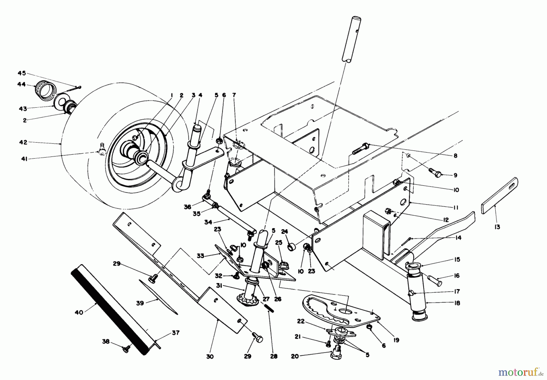  Toro Neu Mowers, Rear-Engine Rider 56145 (8-32) - Toro 8-32 Rear Engine Rider, 1987 (7000001-7999999) FRONT AXLE ASSEMBLY