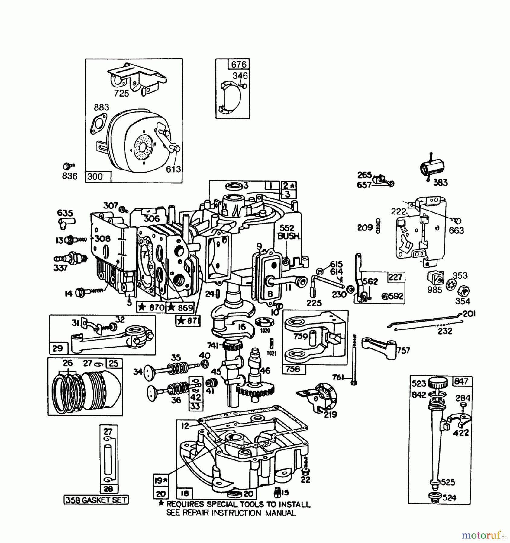 Toro Neu Mowers, Rear-Engine Rider 56138 (8-32) - Toro 8-32 Rear Engine Rider, 1988 (8000001-8999999) ENGINE BRIGGS & STRATTON MODEL NO. 191707-2161-01 8 H.P. REAR ENGINE RIDER RECOIL MODEL 56145 #1