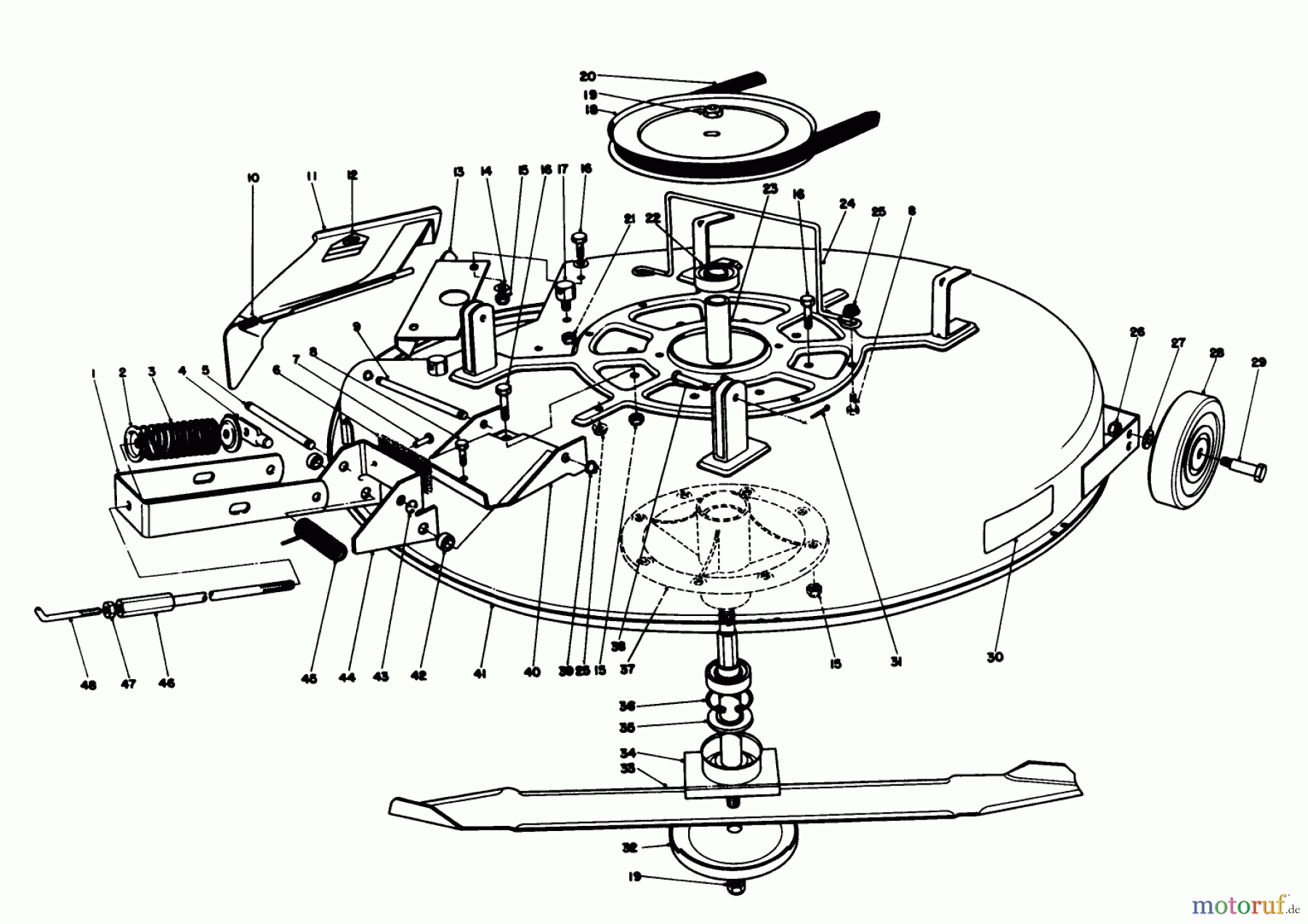 Toro Neu Mowers, Rear-Engine Rider 56138 (8-32) - Toro 8-32 Rear Engine Rider, 1988 (8000001-8999999) MOWER ASSEMBLY