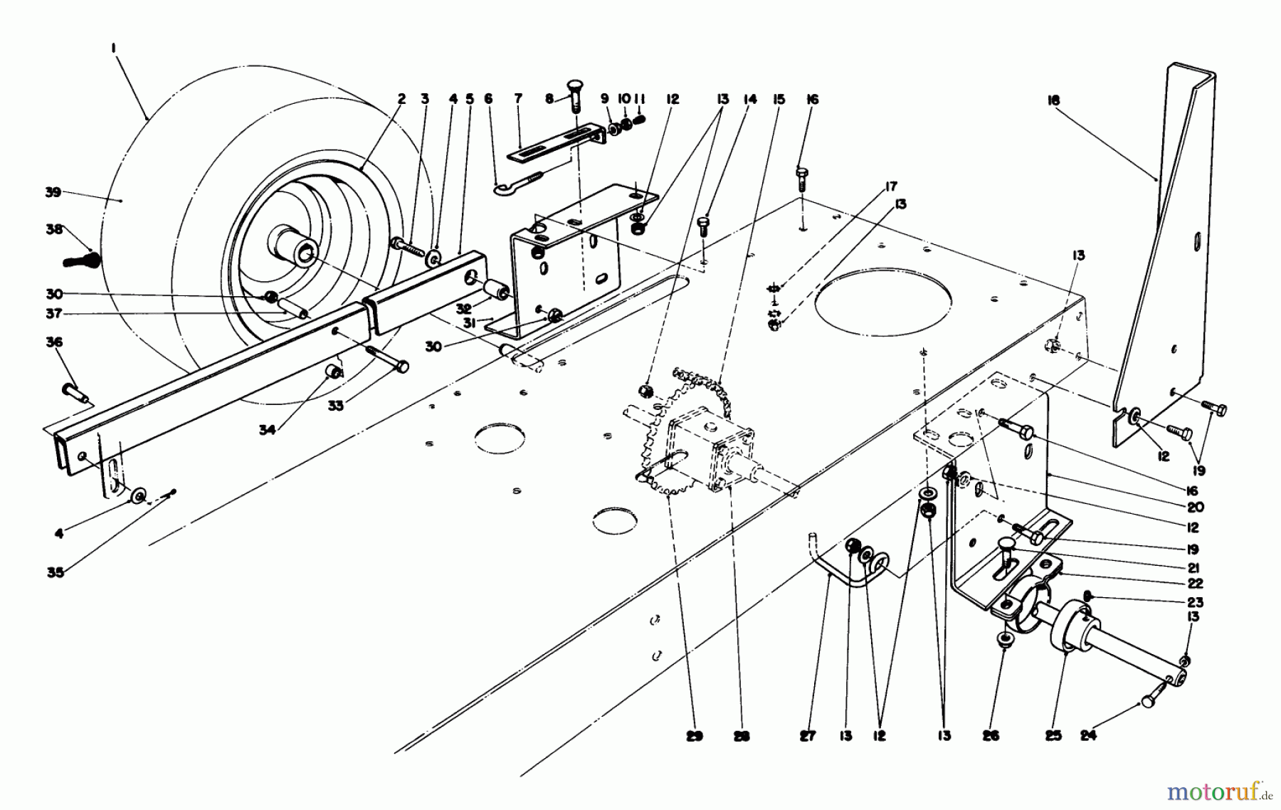 Toro Neu Mowers, Rear-Engine Rider 56138 (8-32) - Toro 8-32 Rear Engine Rider, 1988 (8000001-8999999) REAR AXLE ASSEMBLY