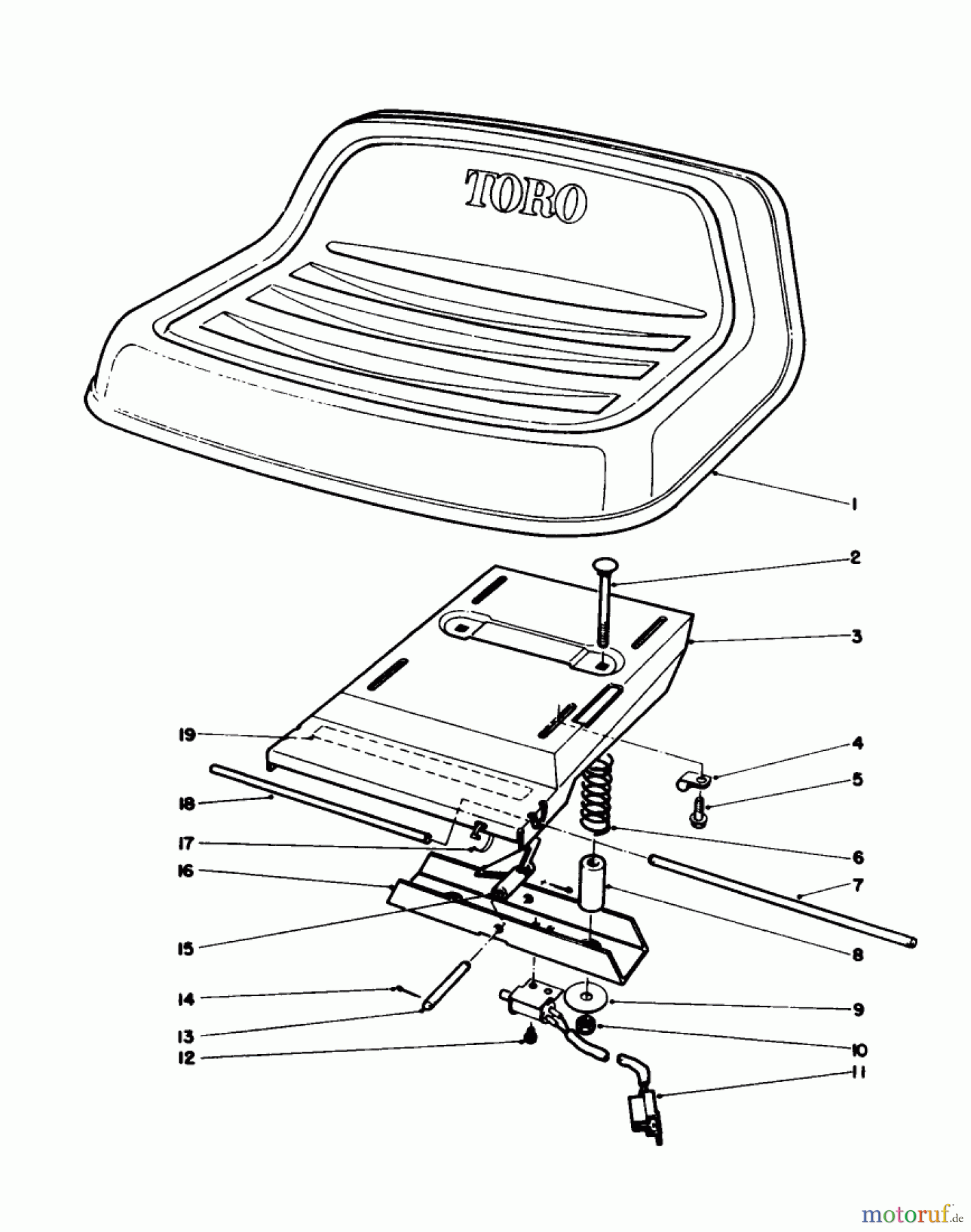 Toro Neu Mowers, Rear-Engine Rider 56145 (8-32) - Toro 8-32 Rear Engine Rider, 1988 (8000001-8999999) SEAT ASSEMBLY
