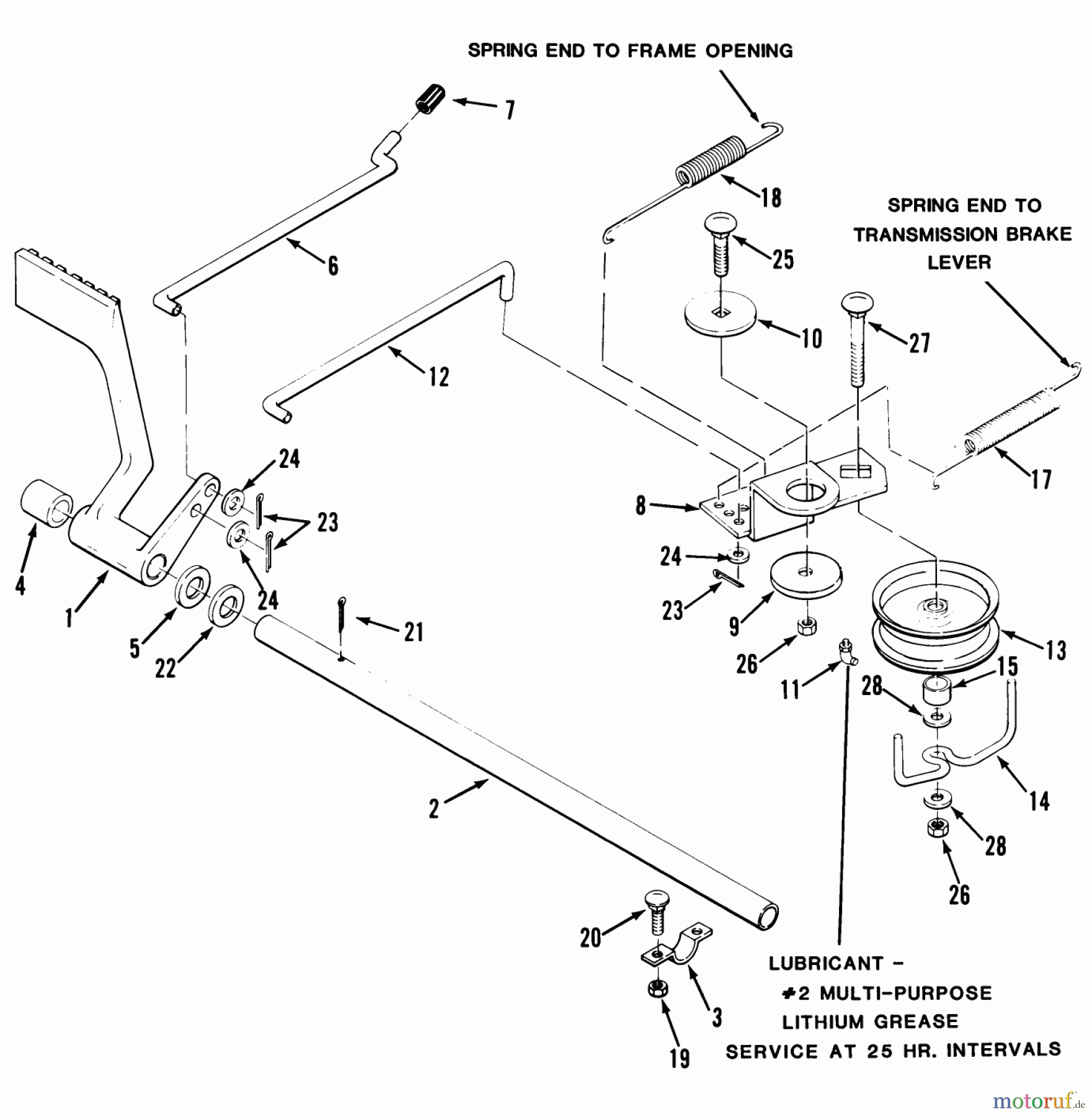 Toro Neu Mowers, Lawn & Garden Tractor Seite 1 32-11B402 (211-4) - Toro 211-4 Tractor, 1988 BRAKE AND CLUTCH LINKAGE