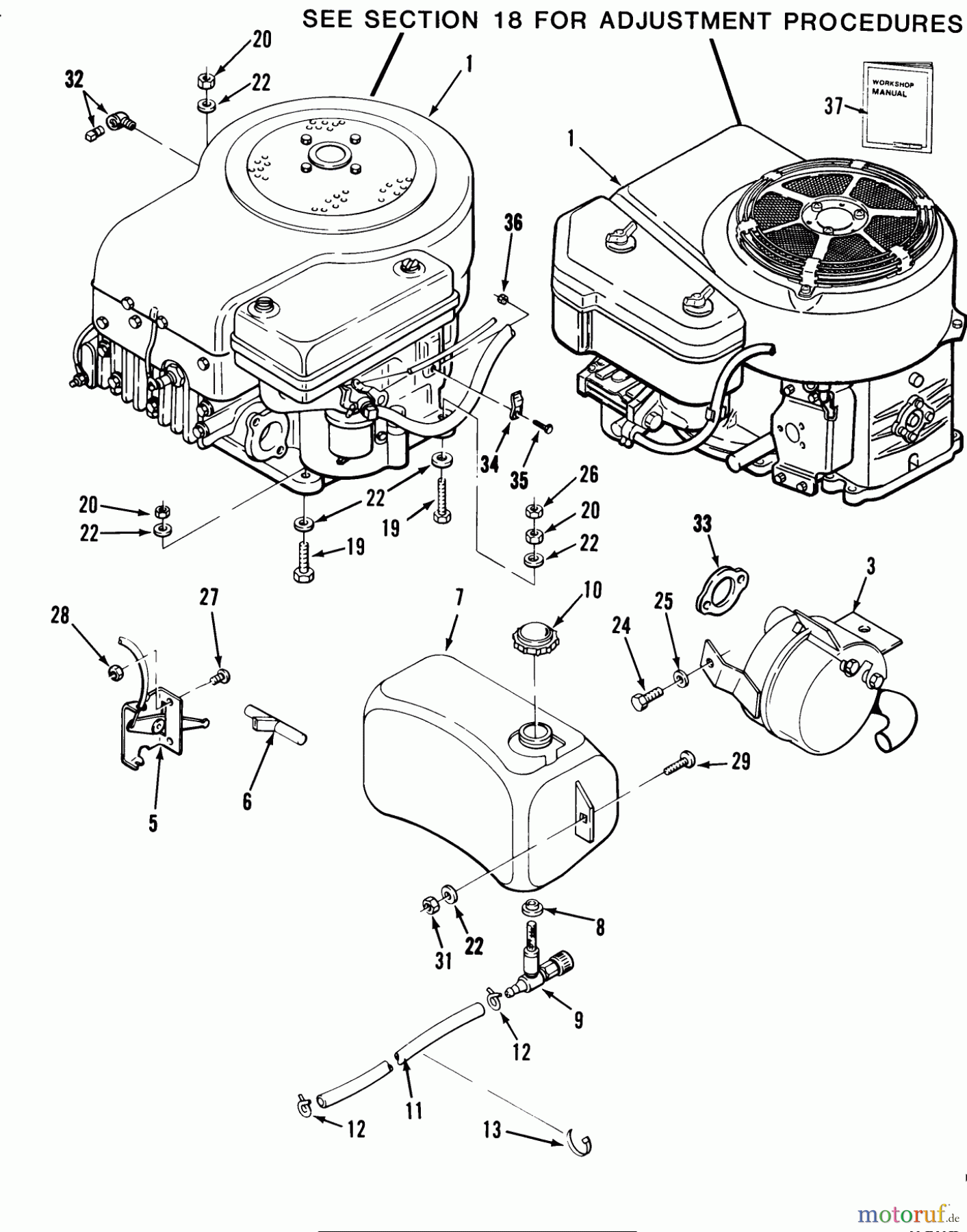 Toro Neu Mowers, Lawn & Garden Tractor Seite 1 32-11B402 (211-4) - Toro 211-4 Tractor, 1988 ENGINE, FUEL & EXHAUST SYSTEMS