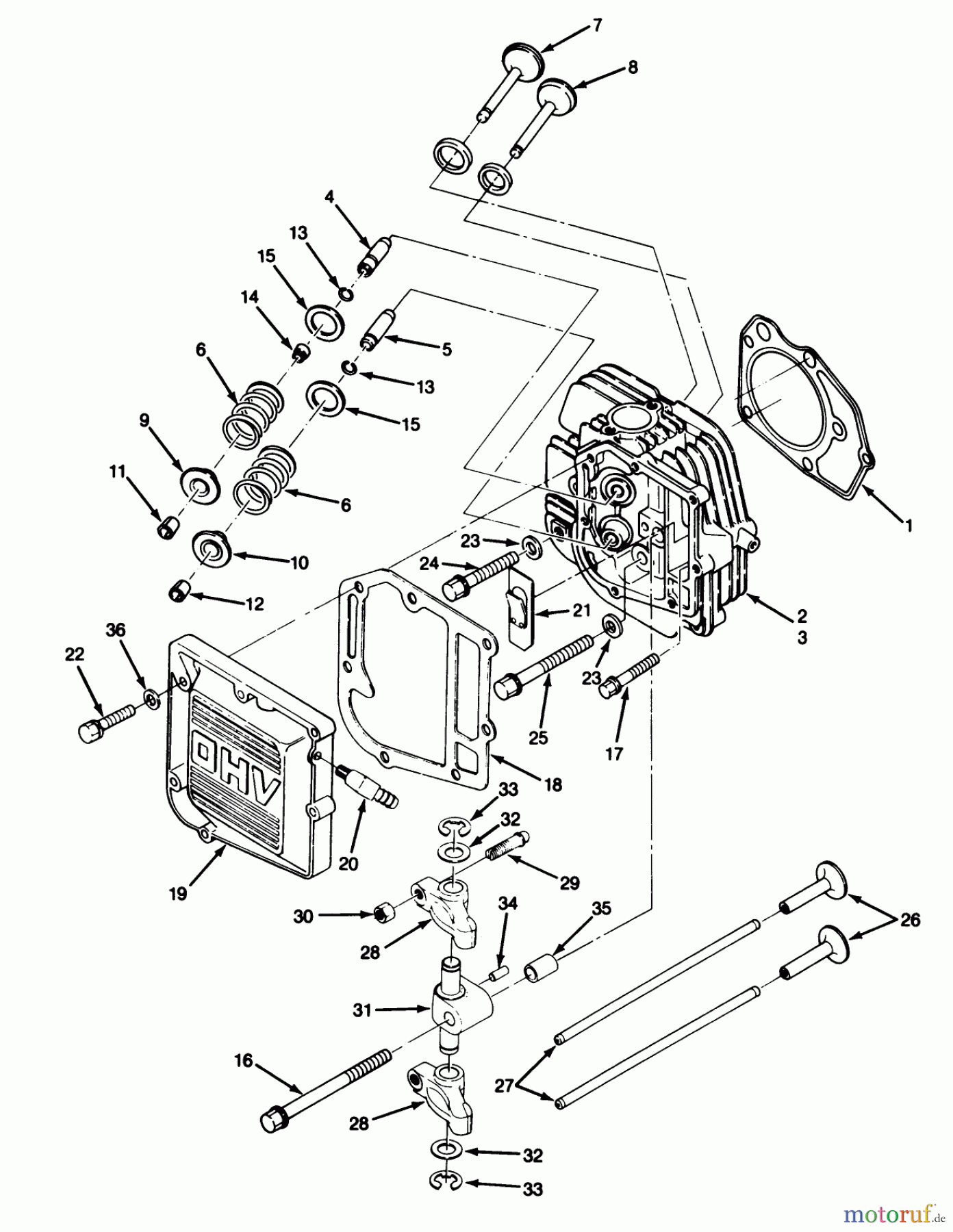  Toro Neu Mowers, Lawn & Garden Tractor Seite 1 32-10BE01 (210-H) - Toro 210-H Tractor, 1990 CYLINDER HEAD AND VALVES