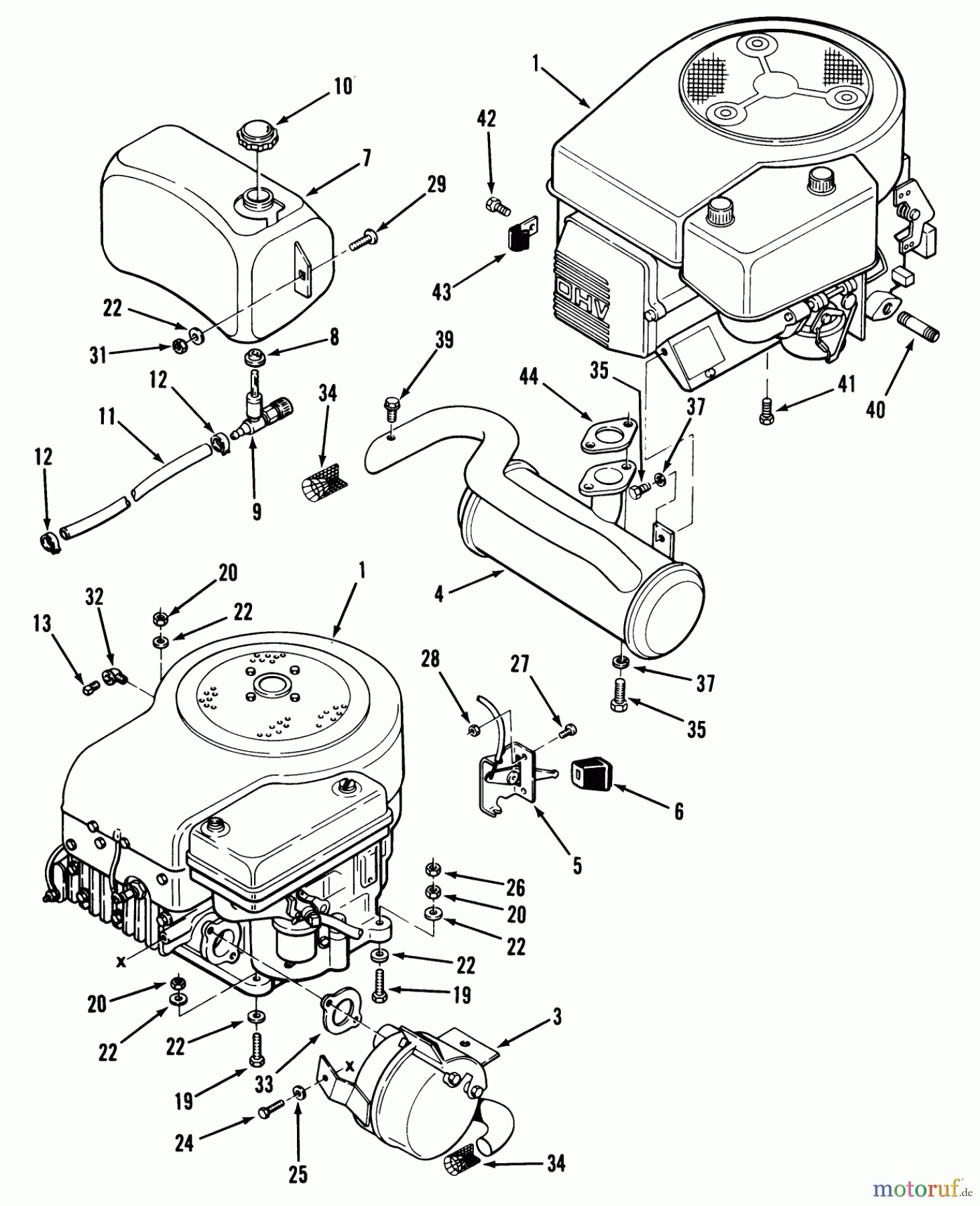 Toro Neu Mowers, Lawn & Garden Tractor Seite 1 32-10BE01 (210-H) - Toro 210-H Tractor, 1990 ENGINE, FUEL & EXHAUST SYSTEMS