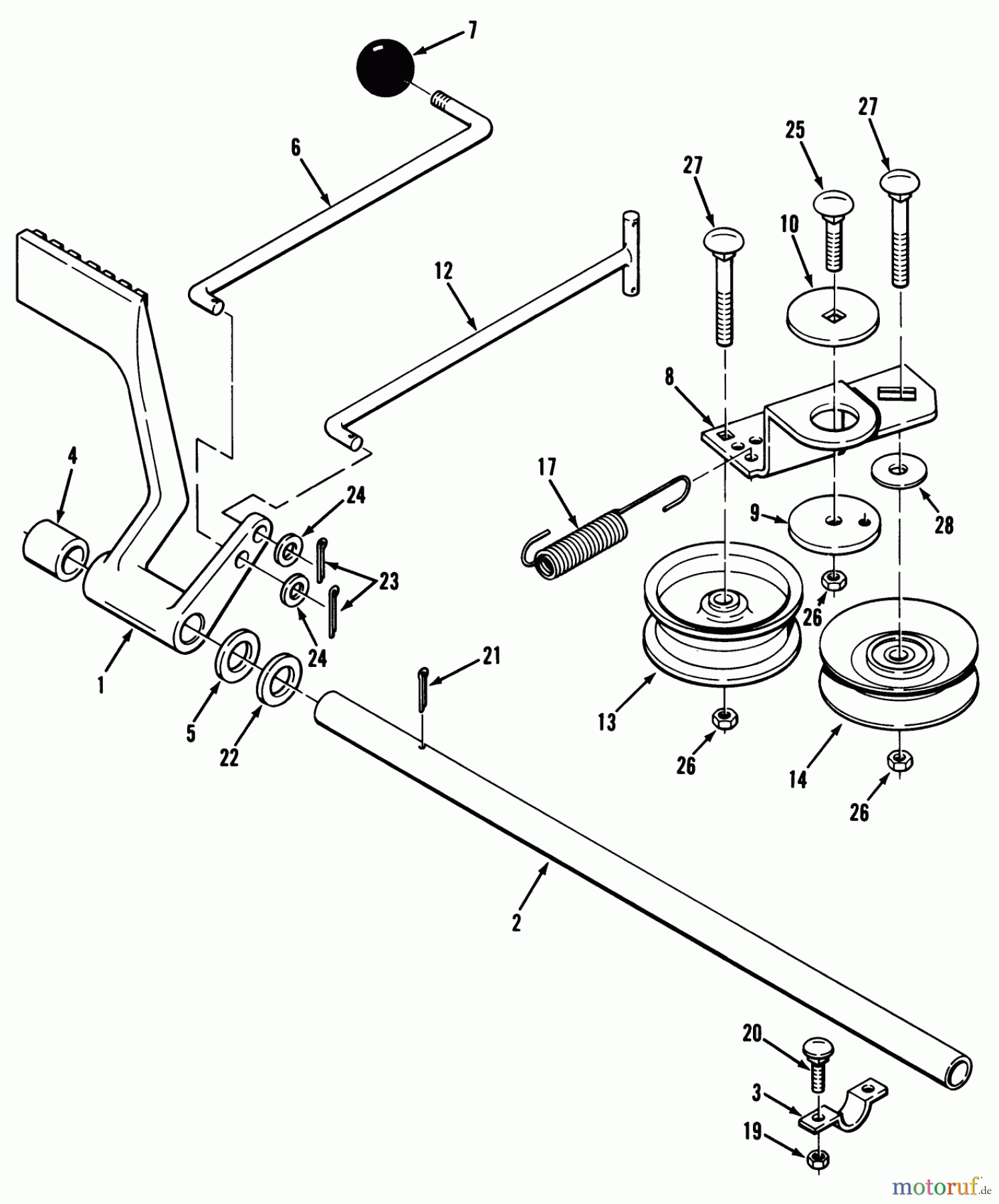 Toro Neu Mowers, Lawn & Garden Tractor Seite 1 32-10BE01 (210-H) - Toro 210-H Tractor, 1990 HYDROSTATIC TRANSAXLE BRAKE AND IDLER LINKAGE