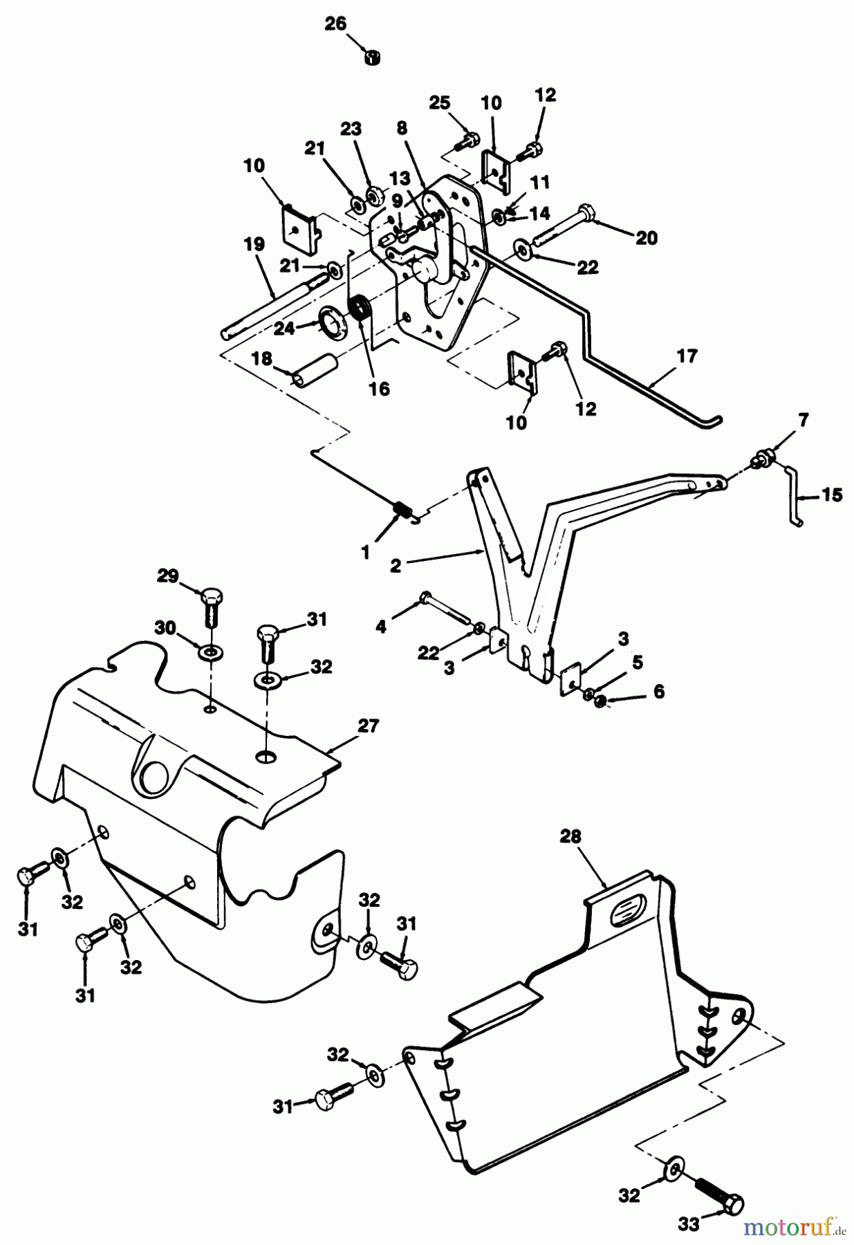 Toro Neu Mowers, Lawn & Garden Tractor Seite 1 32-12OE02 (212-H) - Toro 212-H Tractor, 1991 (1000001-1999999) 12HP ENGINE GOVERNOR LINKAGE & COVER ASSEMBLY