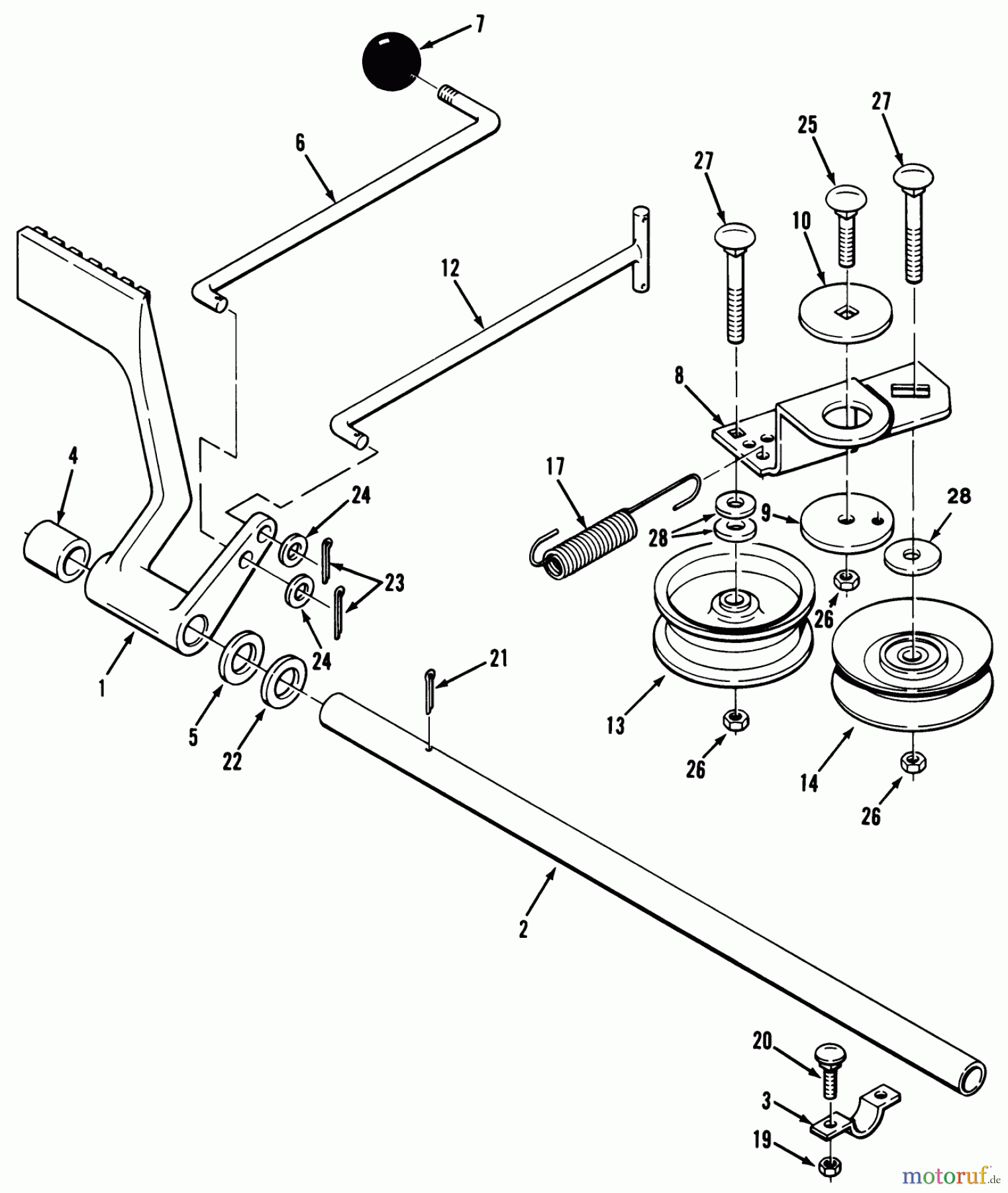  Toro Neu Mowers, Lawn & Garden Tractor Seite 1 32-12OE02 (212-H) - Toro 212-H Tractor, 1991 (1000001-1999999) BRAKE & IDLER ASSEMBLY (210-H & 212-H)