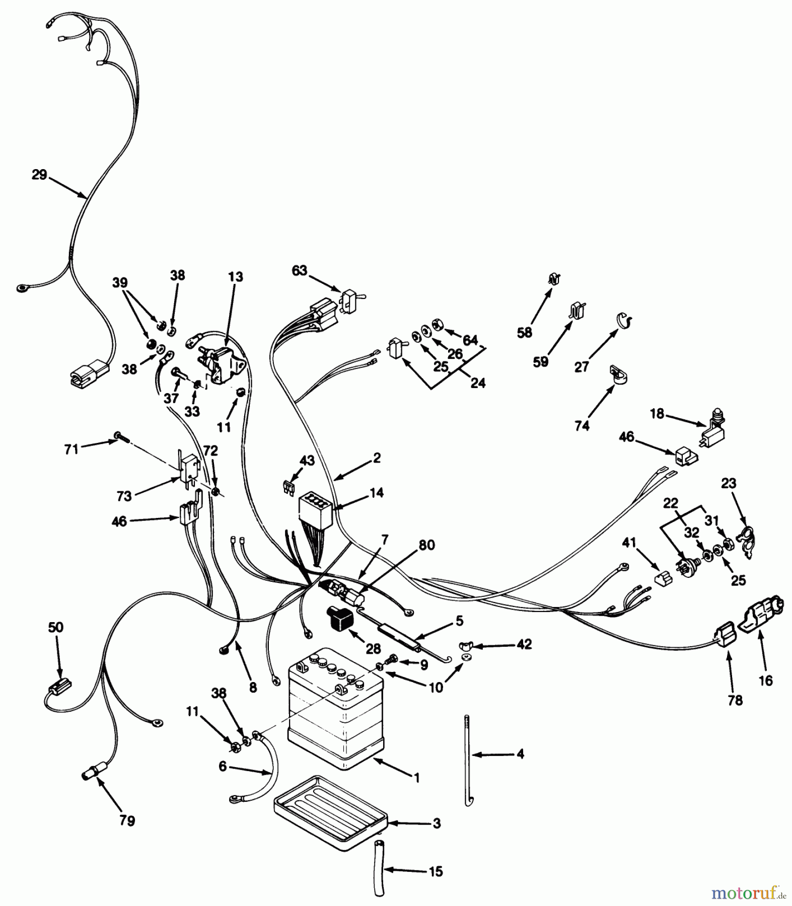 Toro Neu Mowers, Lawn & Garden Tractor Seite 1 32-12OE02 (212-H) - Toro 212-H Tractor, 1991 (1000001-1999999) ELECTRICAL SYSTEM ASSEMBLY