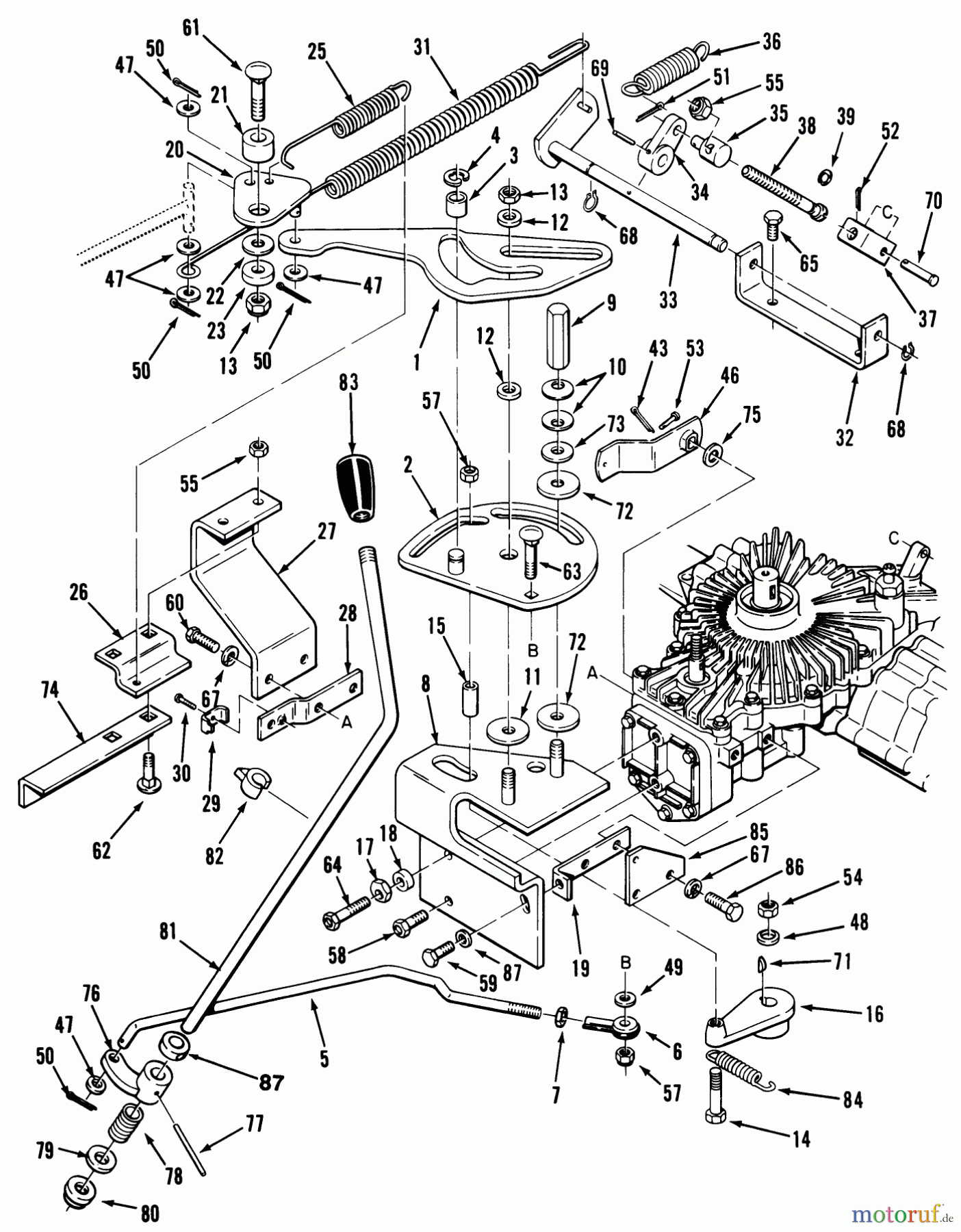 Toro Neu Mowers, Lawn & Garden Tractor Seite 1 32-12OE02 (212-H) - Toro 212-H Tractor, 1991 (1000001-1999999) TRANSMISSION LINKAGE ASSEMBLY (210-H & 212-H)