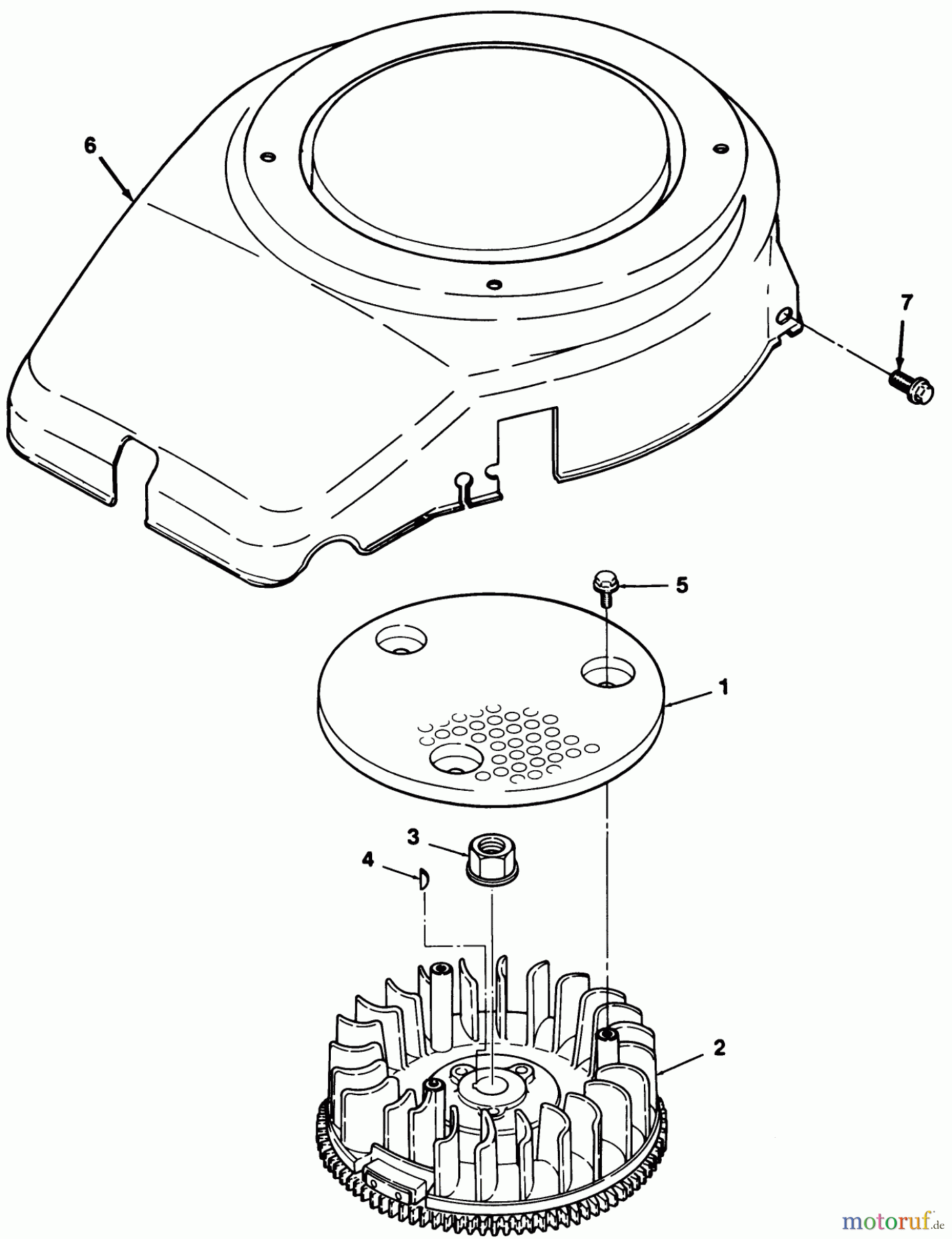  Toro Neu Mowers, Lawn & Garden Tractor Seite 1 32-10BE03 (210-H) - Toro 210-H Tractor, 1992 (2000001-2999999) 12.5HP ENGINE FLYWHEEL & COVER ASSEMBLY