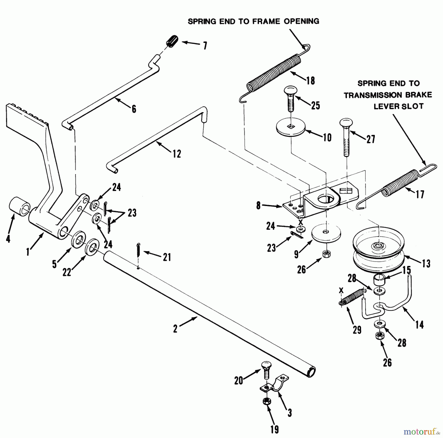 Toro Neu Mowers, Lawn & Garden Tractor Seite 1 32-10BE03 (210-H) - Toro 210-H Tractor, 1992 (2000001-2999999) BRAKE & IDLER ASSEMBLY (210-5 & 212-5)