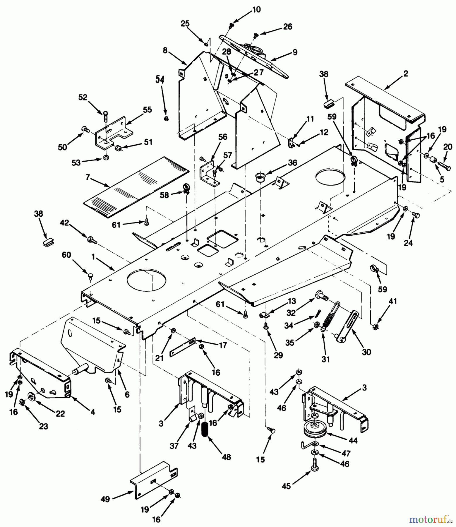  Toro Neu Mowers, Lawn & Garden Tractor Seite 1 32-10B503 (210-5) - Toro 210-5 Tractor, 1992 (2000001-2999999) FRAME ASSEMBLY