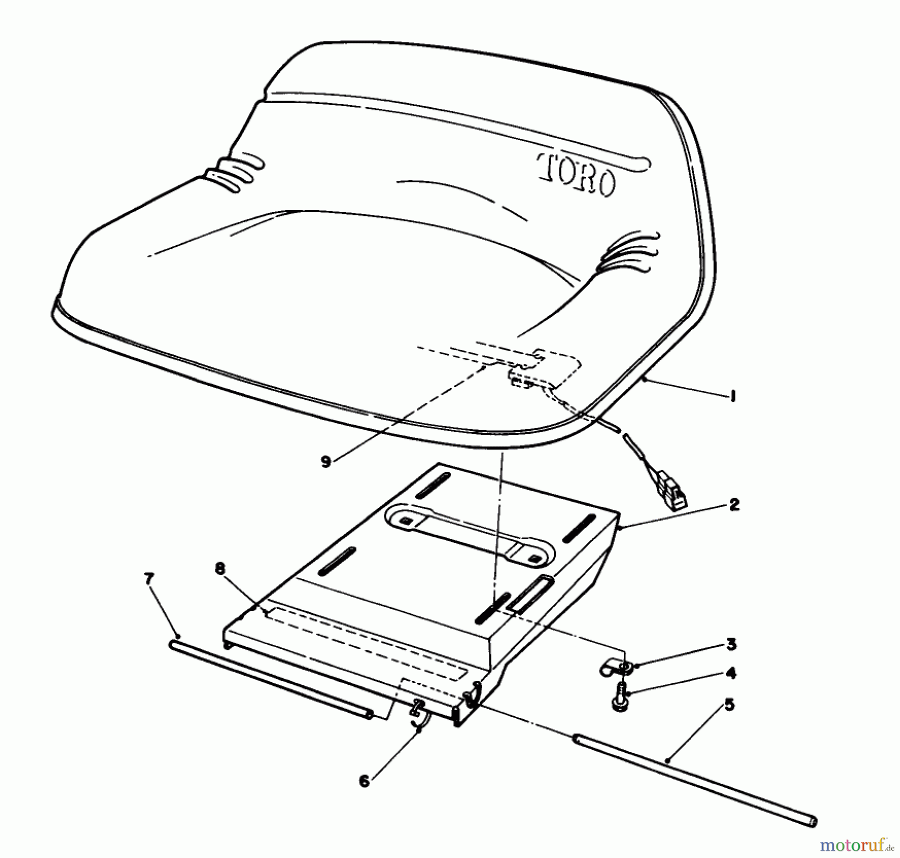  Toro Neu Mowers, Rear-Engine Rider 56145 (8-32) - Toro 8-32 Rear Engine Rider, 1989 (9000001-9999999) SEAT ASSEMBLY