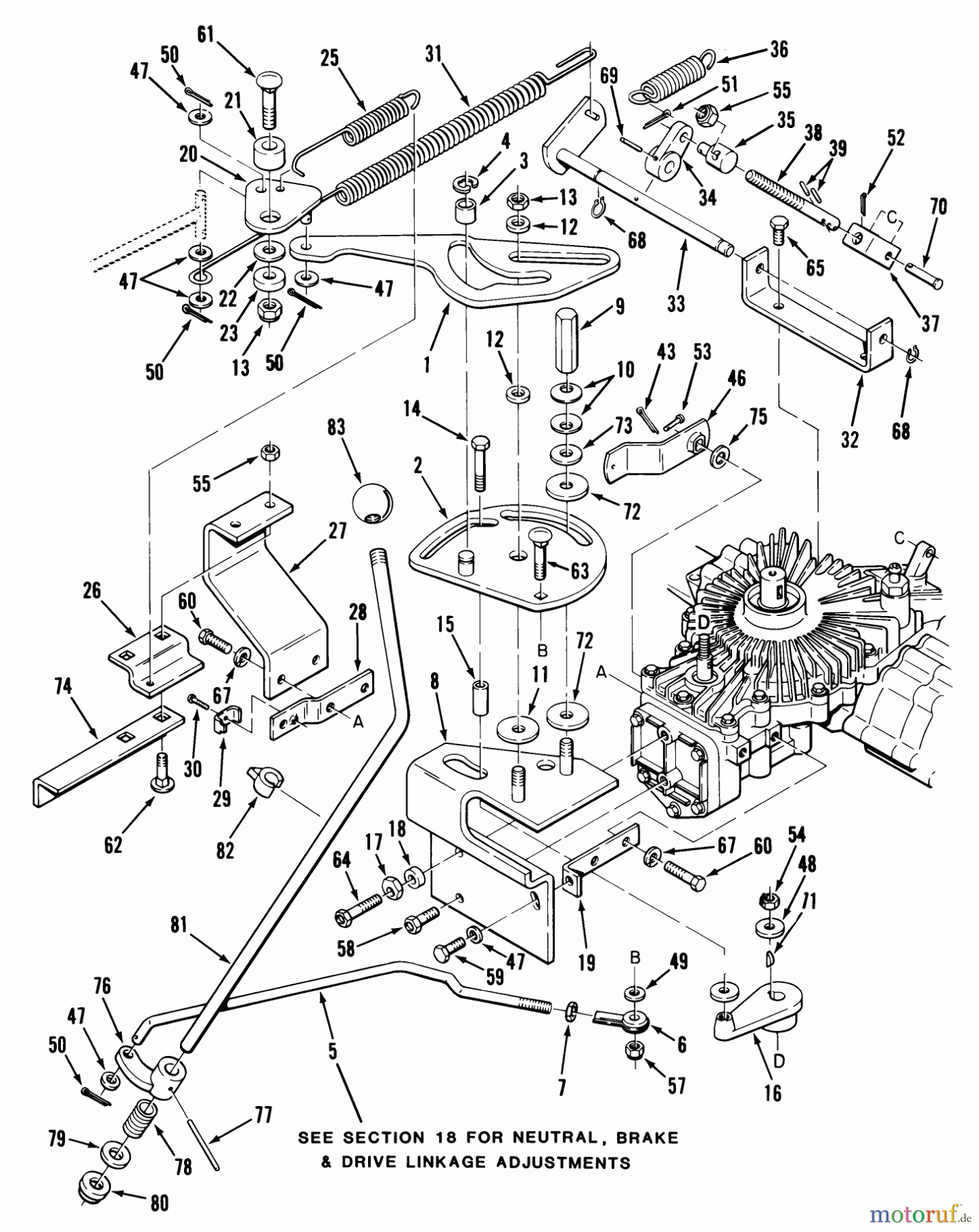 Toro Neu Mowers, Lawn & Garden Tractor Seite 1 32-12BE01 (212-H) - Toro 212-H Tractor, 1989 HYDROSTATIC TRANSAXLE-CONTROL LINKAGE