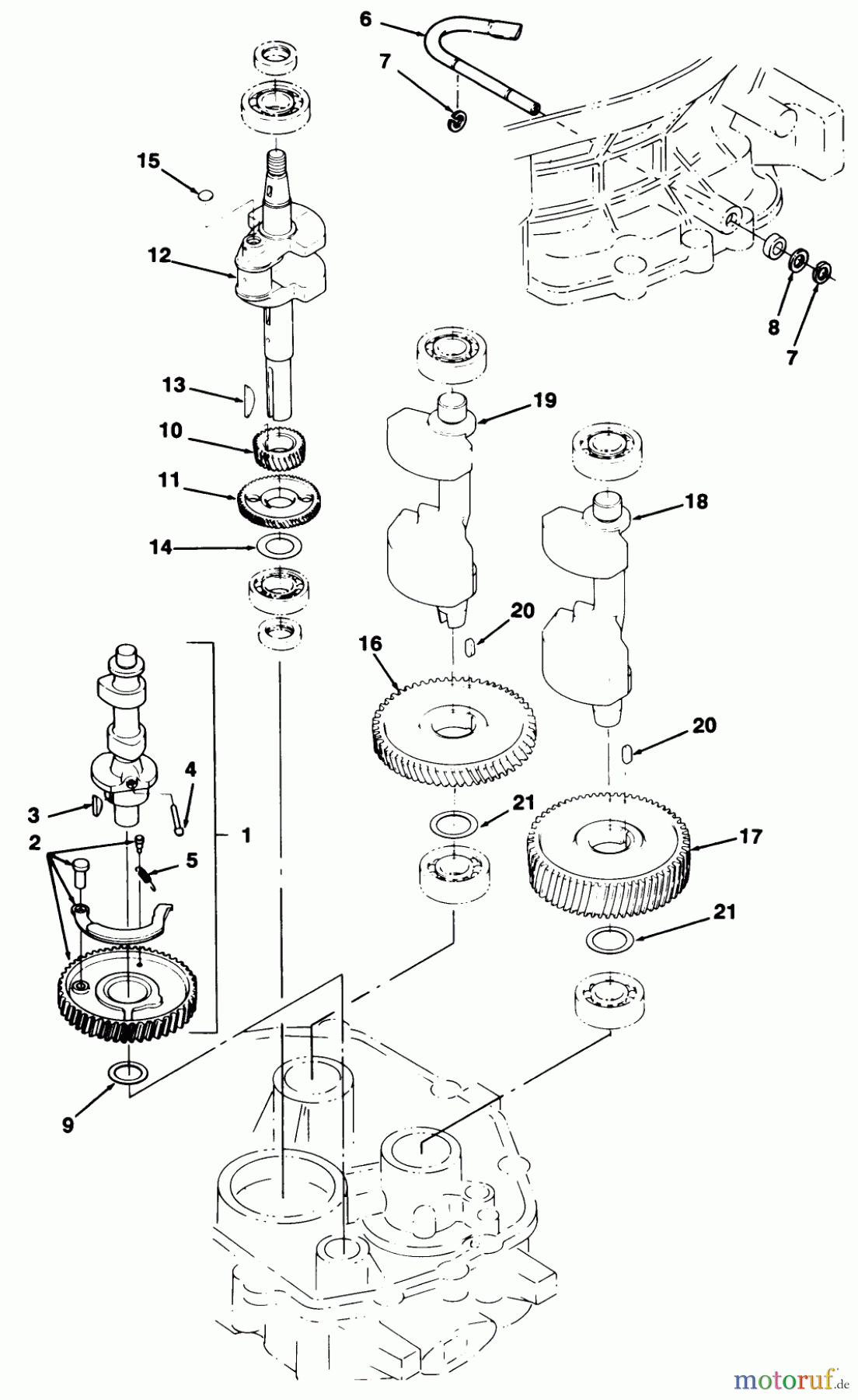  Toro Neu Mowers, Lawn & Garden Tractor Seite 1 32-1205A1 (212-5) - Toro 212-5 Tractor, 1991 (1000001-1999999) 12HP ENGINE CRANKSHAFT AND CAMSHAFT ASSEMBLY