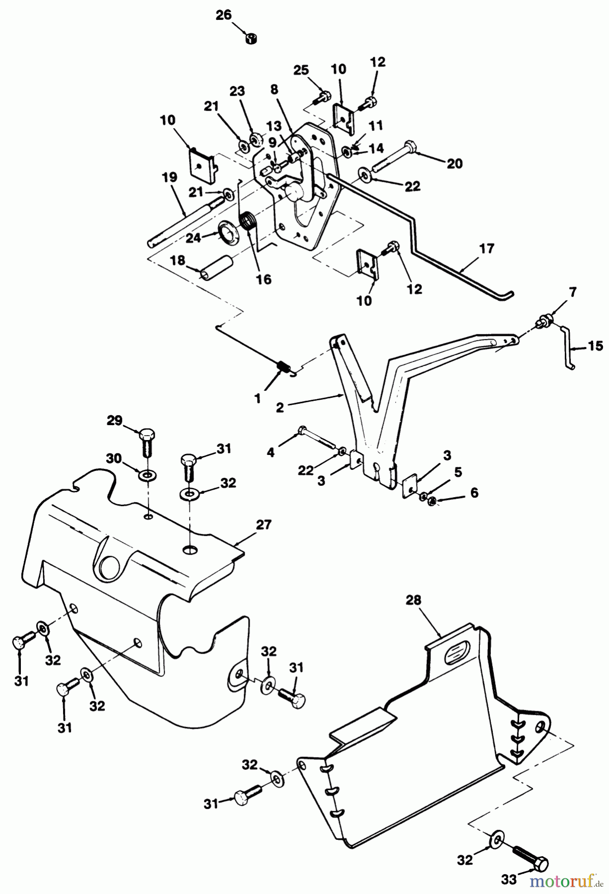  Toro Neu Mowers, Lawn & Garden Tractor Seite 1 32-1205A1 (212-5) - Toro 212-5 Tractor, 1991 (1000001-1999999) 12HP ENGINE GOVERNOR LINKAGE AND COVER ASSEMBLY