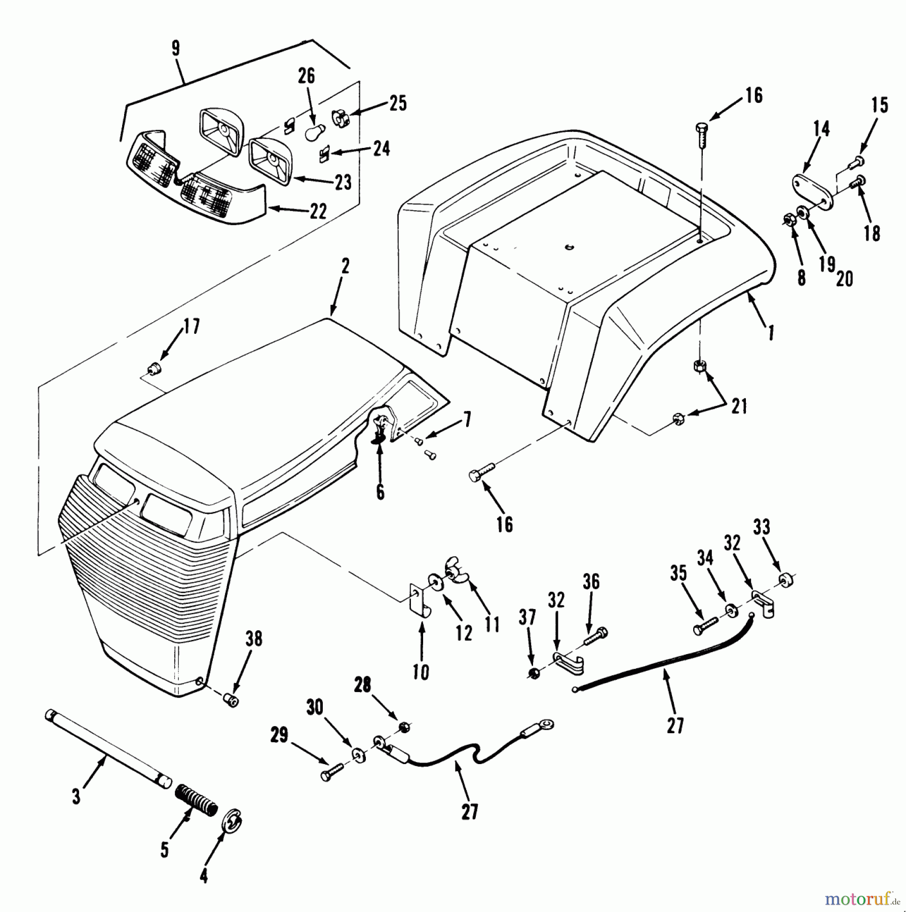 Toro Neu Mowers, Lawn & Garden Tractor Seite 1 32-12BEA3 (212-H) - Toro 212-H Tractor, 1991 (1000001-1999999) BODY ASSEMBLY