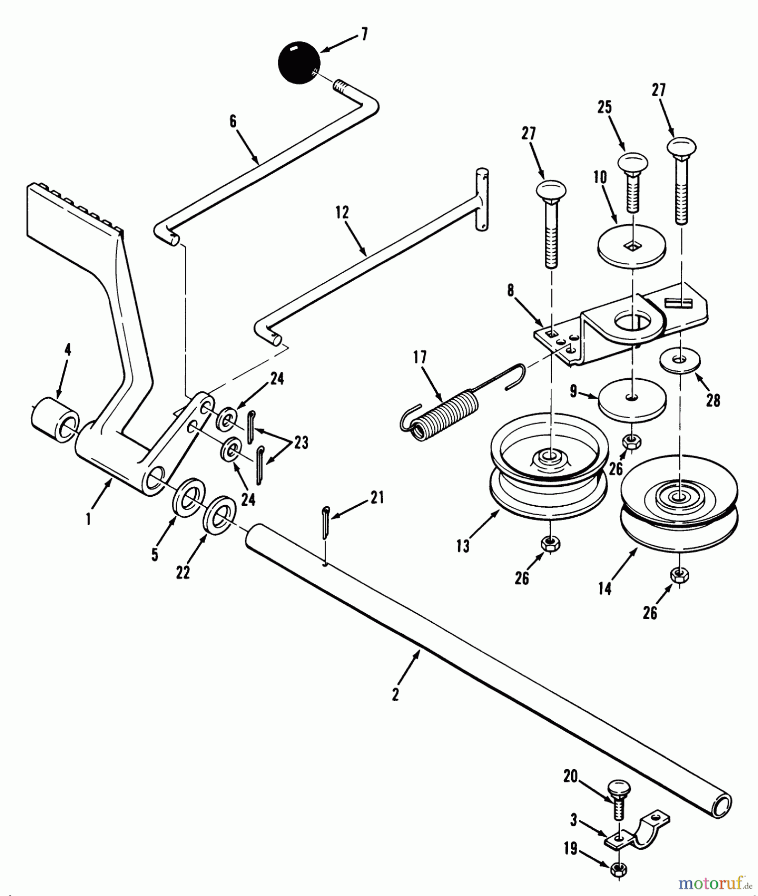 Toro Neu Mowers, Lawn & Garden Tractor Seite 1 32-12BEA3 (212-H) - Toro 212-H Tractor, 1991 (1000001-1999999) BRAKE & IDLER ASSEMBLY (212-H)