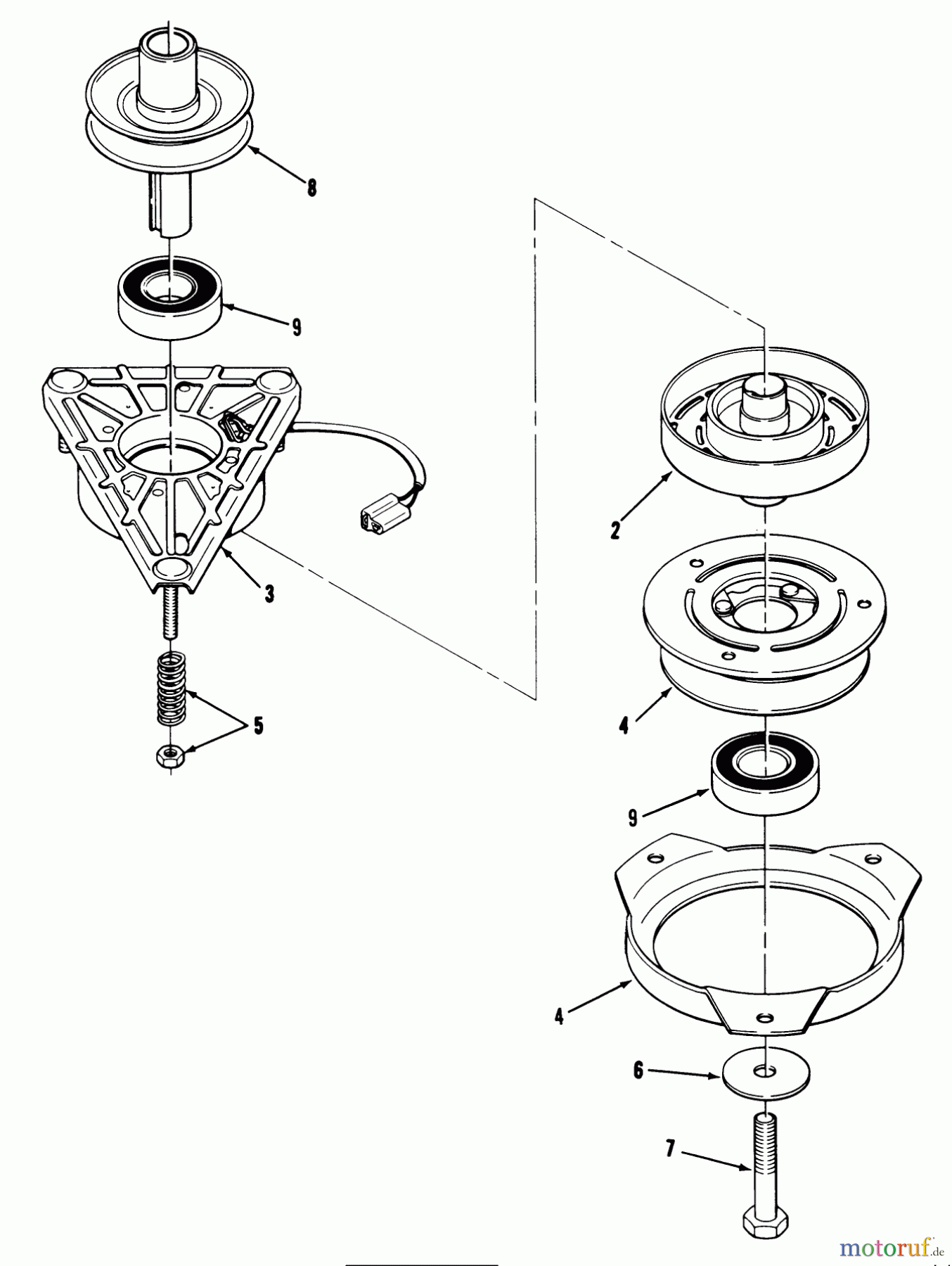 Toro Neu Mowers, Lawn & Garden Tractor Seite 1 32-12BEA3 (212-H) - Toro 212-H Tractor, 1991 (1000001-1999999) ENGINE PULLEY & PTO CLUTCH ASSEMBLY