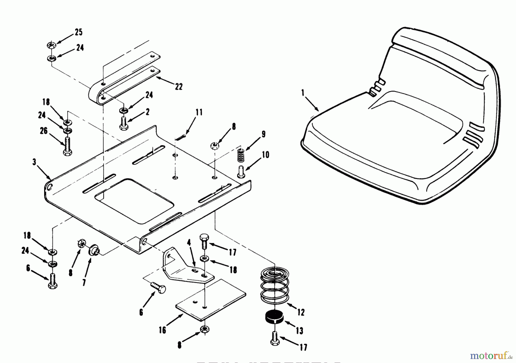 Toro Neu Mowers, Lawn & Garden Tractor Seite 1 32-12BEA3 (212-H) - Toro 212-H Tractor, 1991 (1000001-1999999) SEAT ASSEMBLY