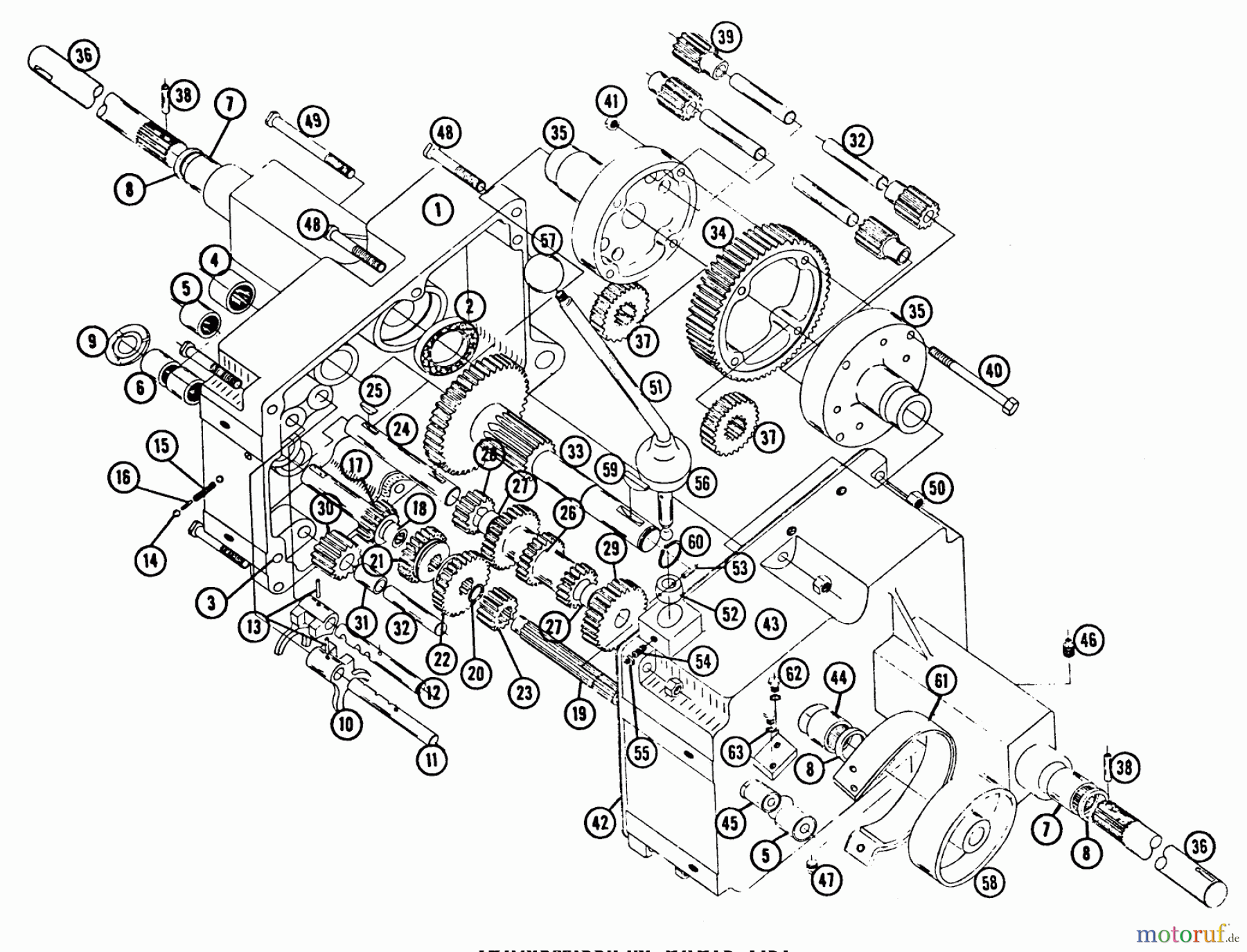 Toro Neu Mowers, Lawn & Garden Tractor Seite 1 34E (34E) - Toro 34E Lawn Ranger, 1964 TRANSMISSION PARTS LIST
