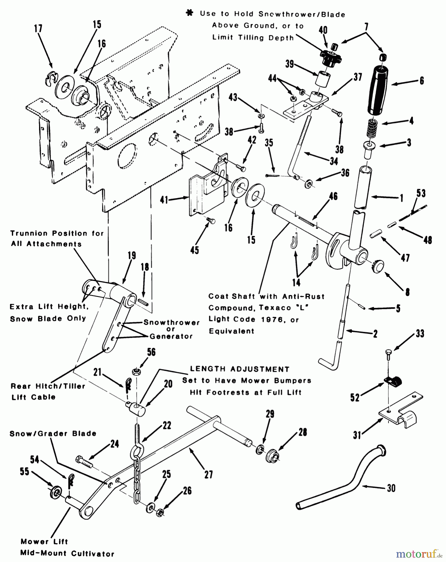  Toro Neu Mowers, Lawn & Garden Tractor Seite 1 41-20OE01 (520-H) - Toro 520-H Garden Tractor, 1990 MANUAL LIFT LINKAGE-520-8