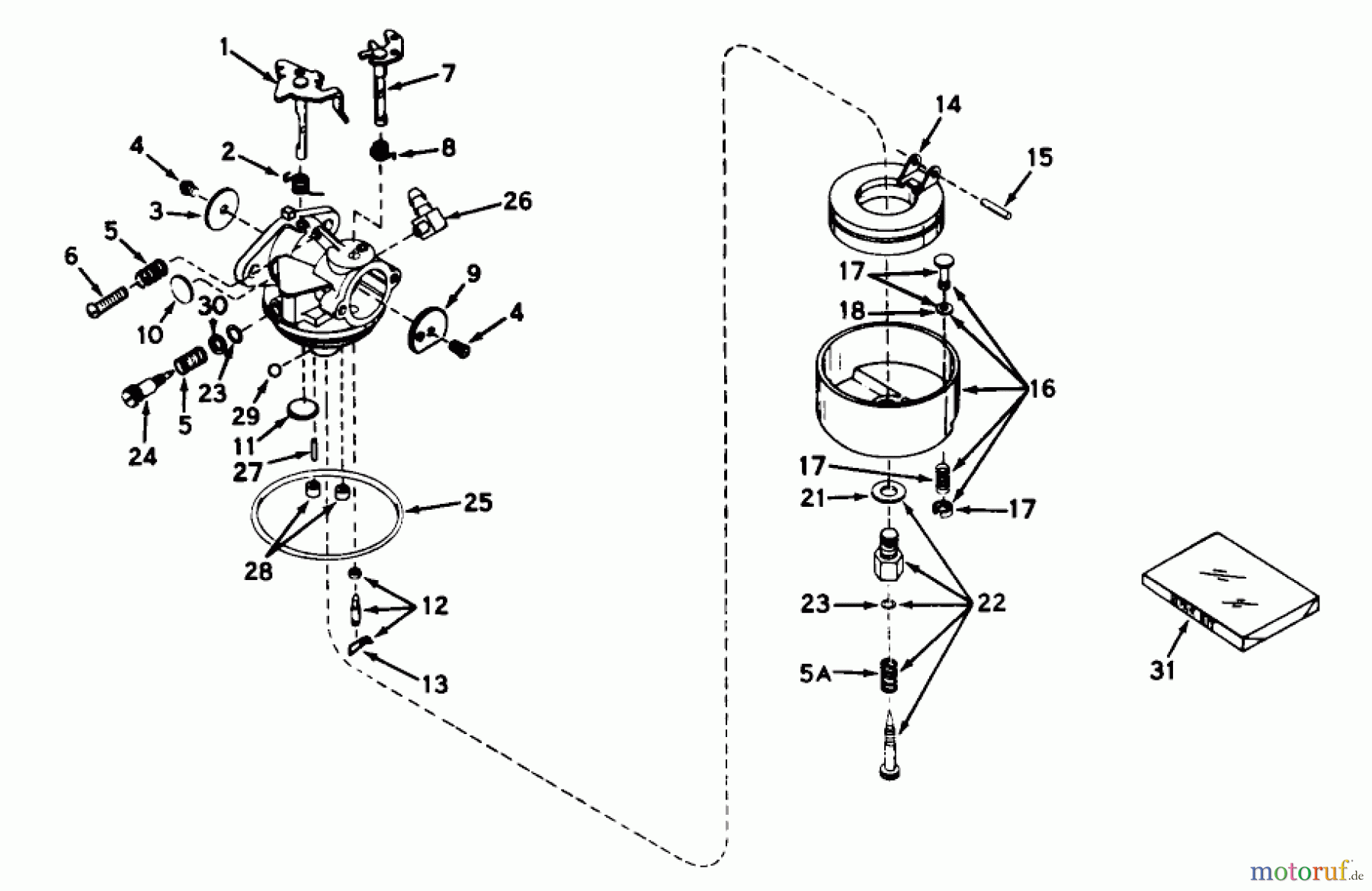 Toro Neu Mowers, Lawn & Garden Tractor Seite 1 55050 (935) - Toro 935 Electric Lawn Tractor, 1969 (9000001-9999999) CARBURETOR NO. 631447 ASSEMBLY
