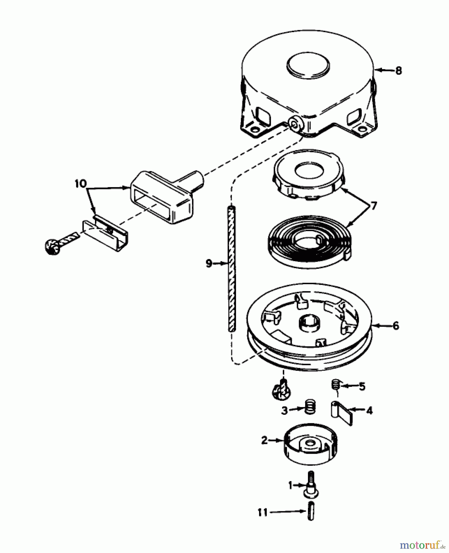 Toro Neu Mowers, Lawn & Garden Tractor Seite 1 55050 (935) - Toro 935 Electric Lawn Tractor, 1969 (9000001-9999999) REWIND STARTER NO. 590420 ASSEMBLY 935