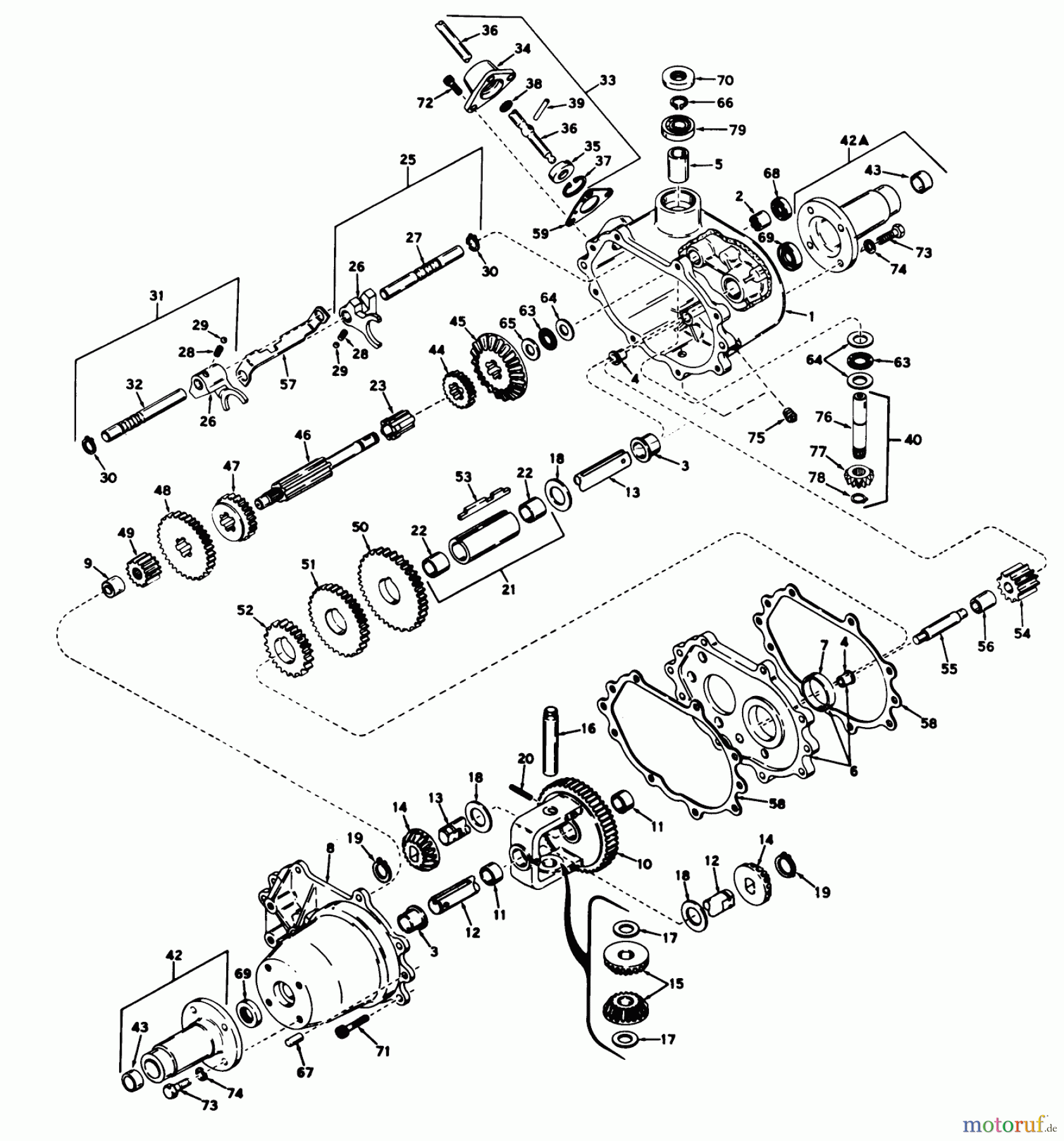 Toro Neu Mowers, Lawn & Garden Tractor Seite 1 55050 (935) - Toro 935 Electric Lawn Tractor, 1969 (9000001-9999999) TRANSAXLE MODEL NO. 615 PARTS LIST