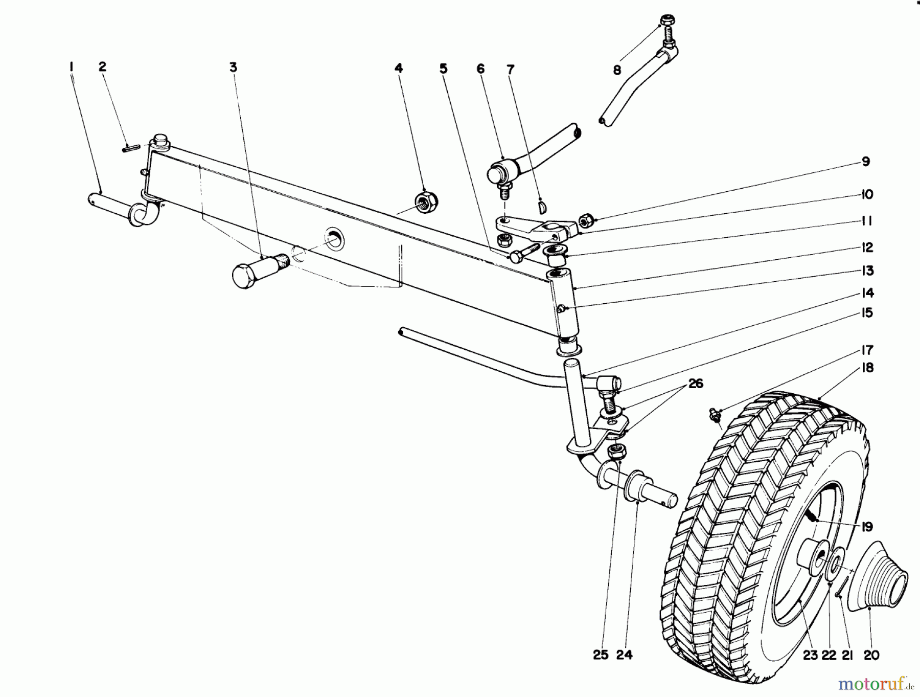 Toro Neu Mowers, Lawn & Garden Tractor Seite 1 55152 (888) - Toro 888 Toromatic Tractor, 1970 (0000001-0999999) FRONT AXLE ASSEMBLY