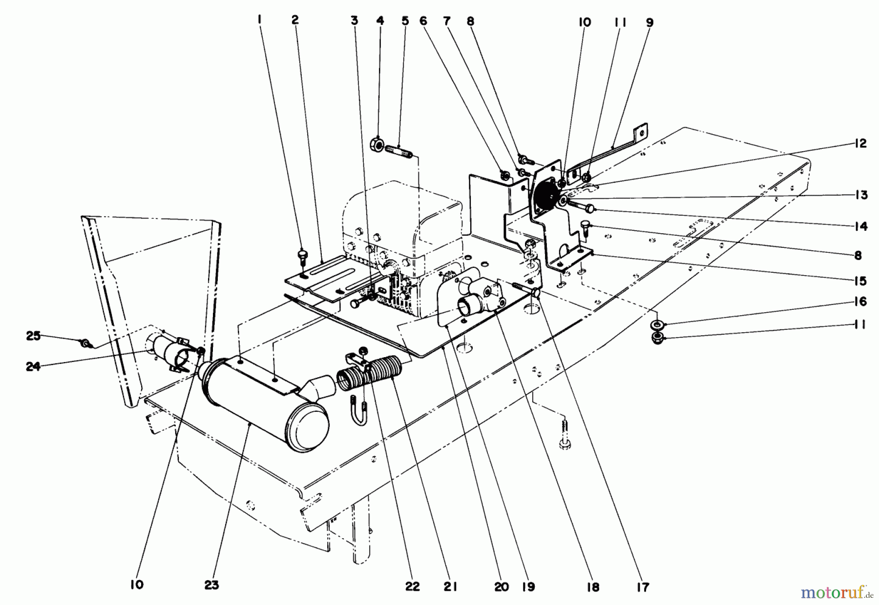  Toro Neu Mowers, Lawn & Garden Tractor Seite 1 55166 (880) - Toro 880 Electric Tractor, 1973 (3000001-3999999) EXHAUST ASSEMBLY