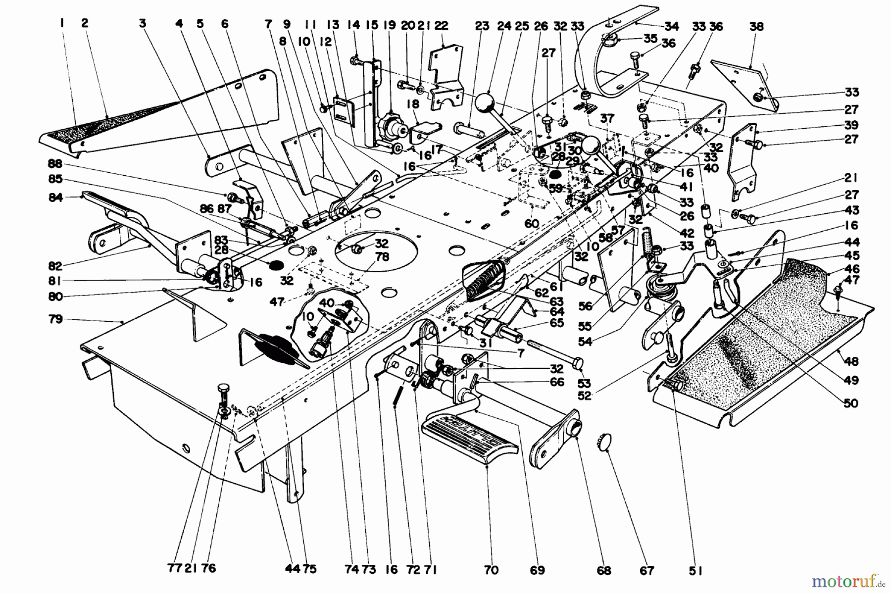 Toro Neu Mowers, Lawn & Garden Tractor Seite 1 55166 (880) - Toro 880 Electric Tractor, 1973 (3000001-3999999) FRAME ASSEMBLY