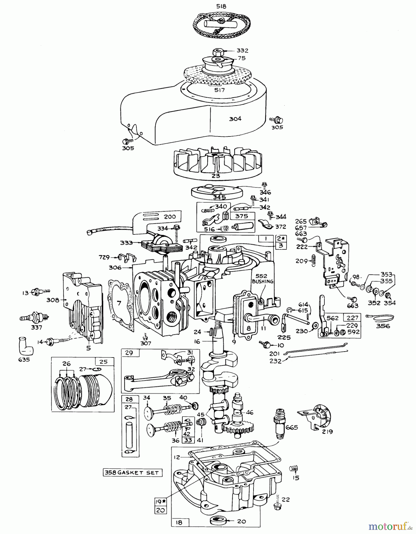 Toro Neu Mowers, Lawn & Garden Tractor Seite 1 55166 (880) - Toro 880 Electric Tractor, 1972 (2000001-2999999) MODEL 190707-0626 ENGINE ASSEMBLY (ELECTRIC START) BRIGGS & STRATTON