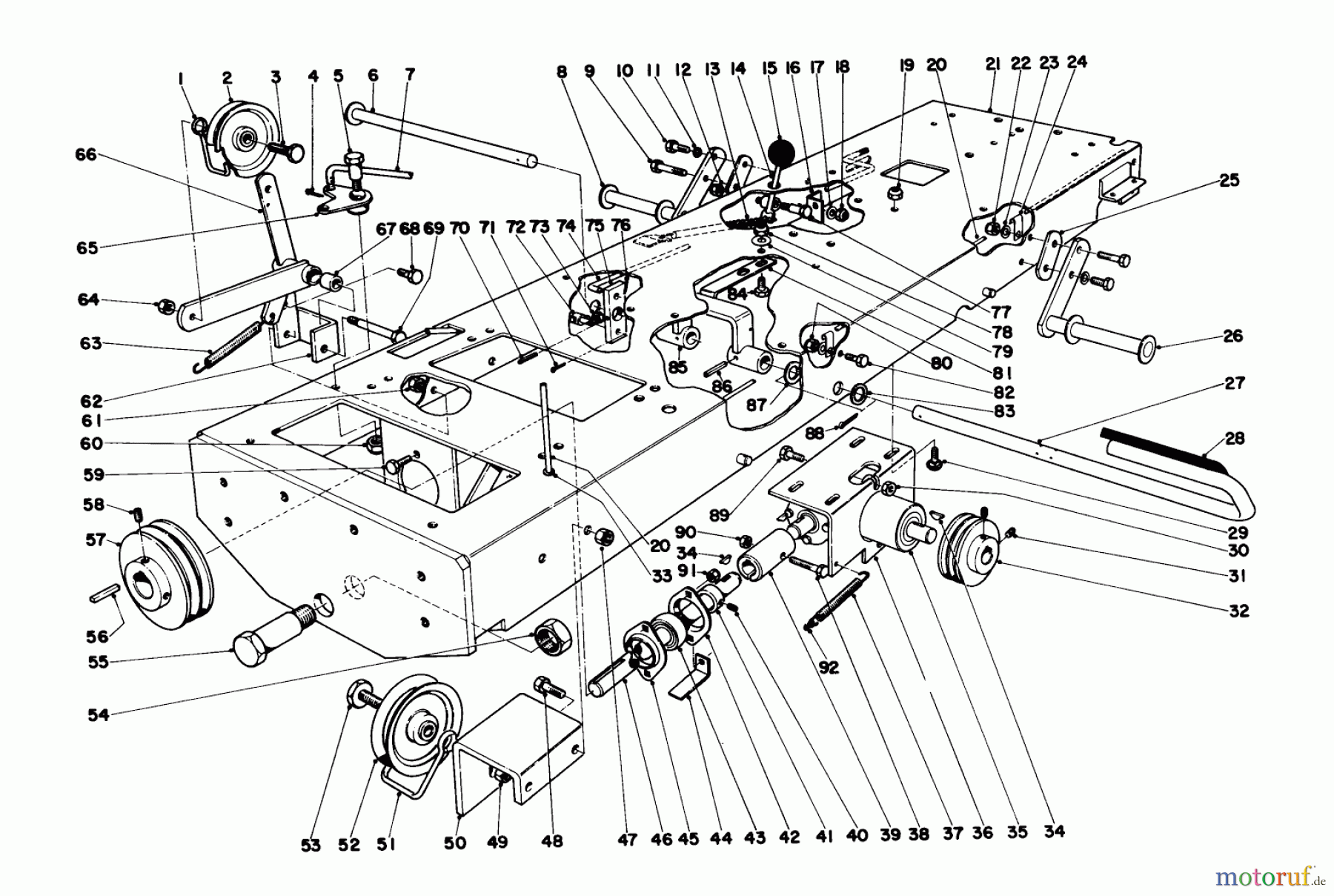 Toro Neu Mowers, Lawn & Garden Tractor Seite 1 55402 (960) - Toro 960 Suburban Lawn Tractor, 1970 (0000001-0999999) CHASSIS ASSEMBLY