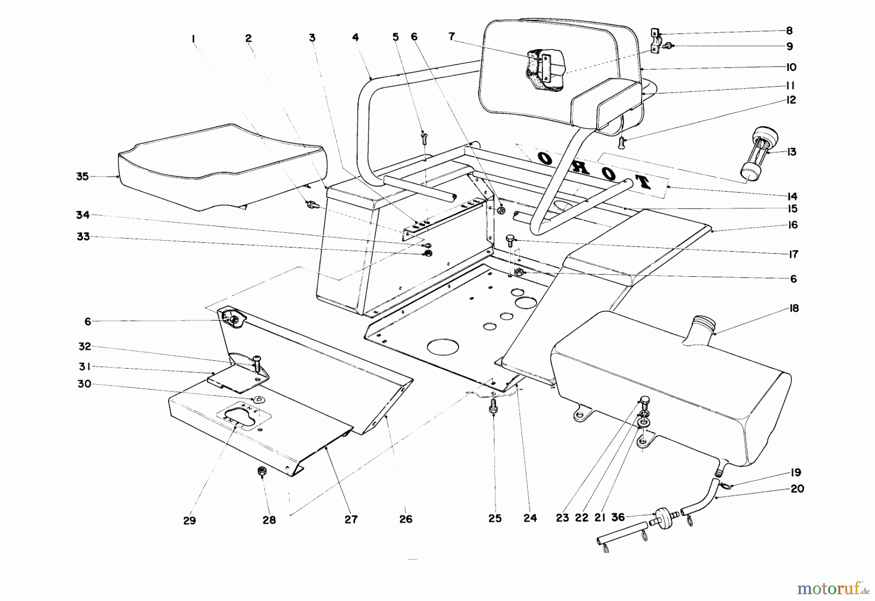 Toro Neu Mowers, Lawn & Garden Tractor Seite 1 55302 (950) - Toro 950 Suburban Lawn Tractor, 1971 (1000001-1999999) SEAT AND FENDER ASSEMBLY